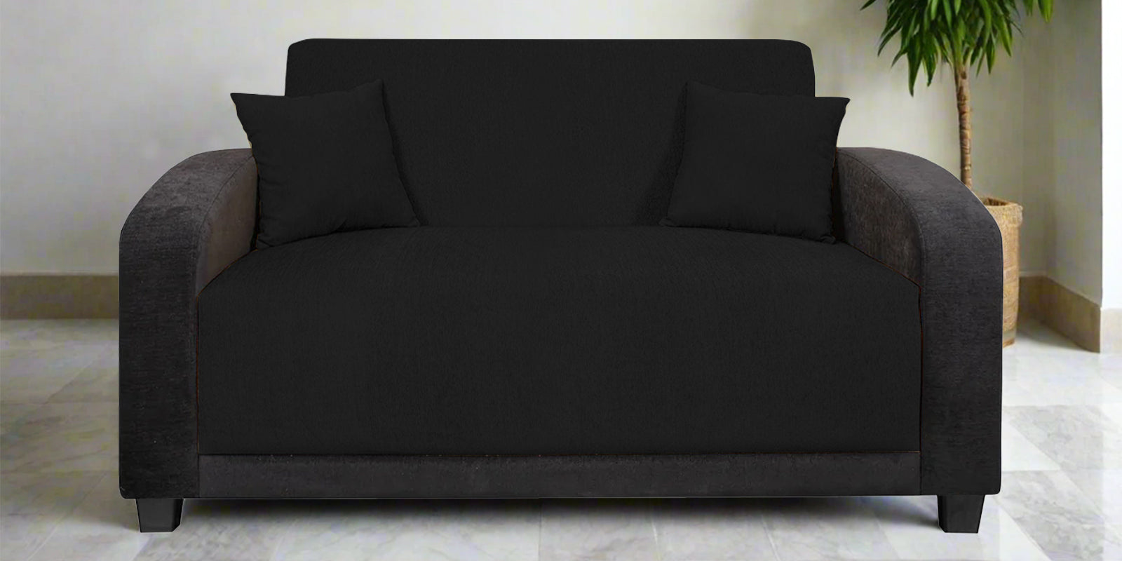 Alex Fabric 2 Seater Sofa In Zed Black Colour - Febonic Living