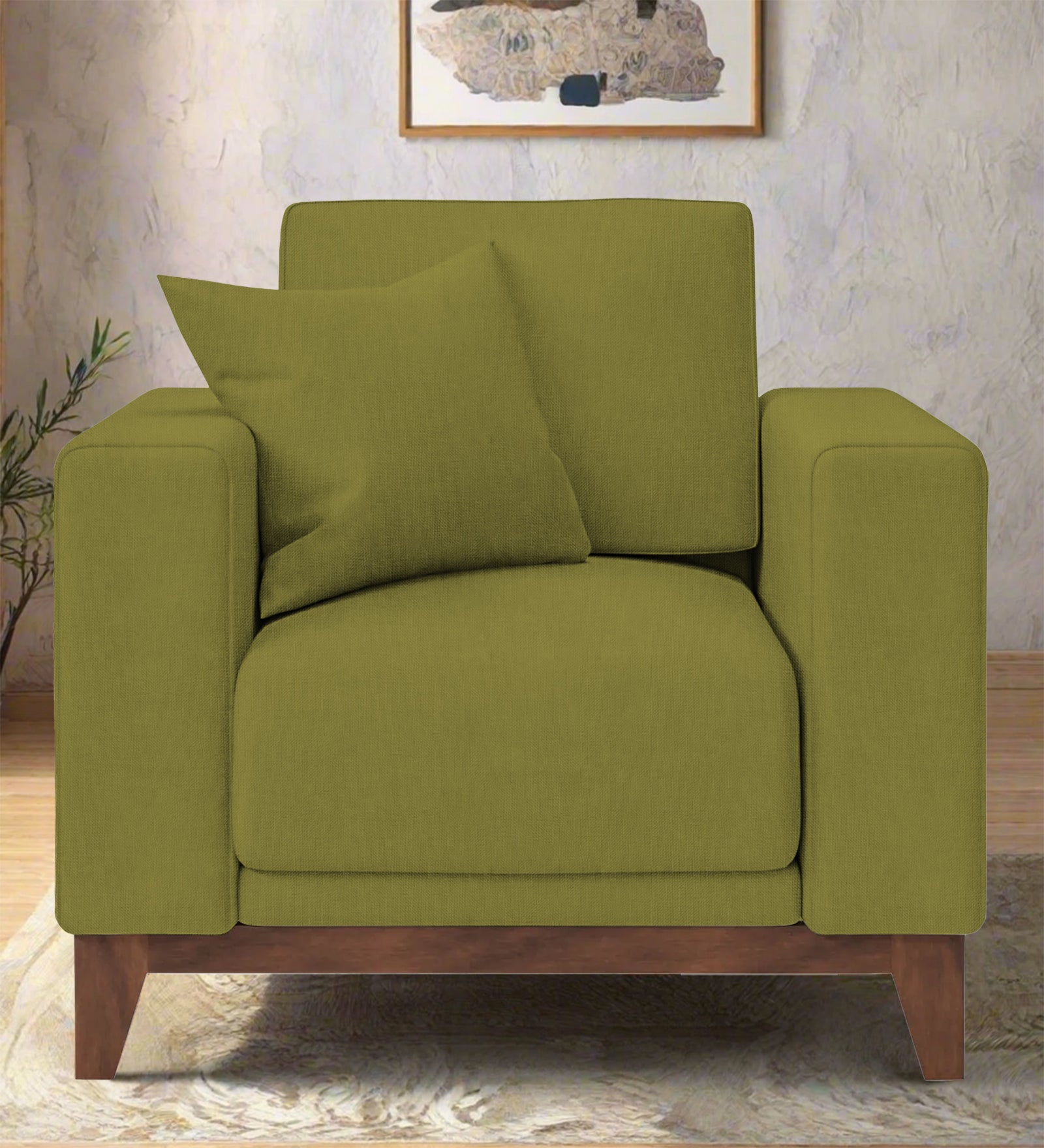 Luca Fabric 1 Seater Sofa In Kelly Green Colour - Febonic Living