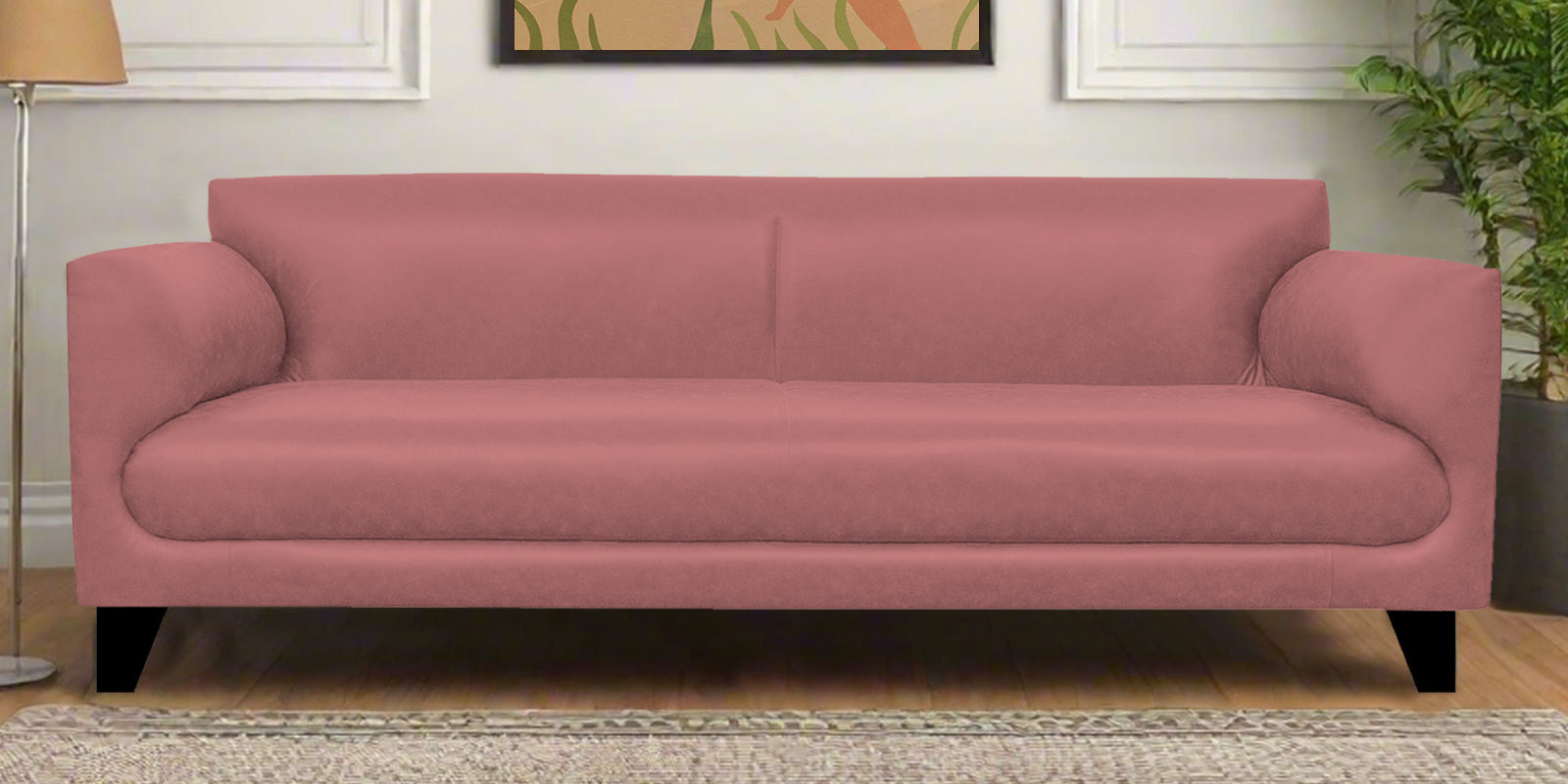 Convi Leatherette 3 Seater Sofa In Light Pink Colour - Febonic Living