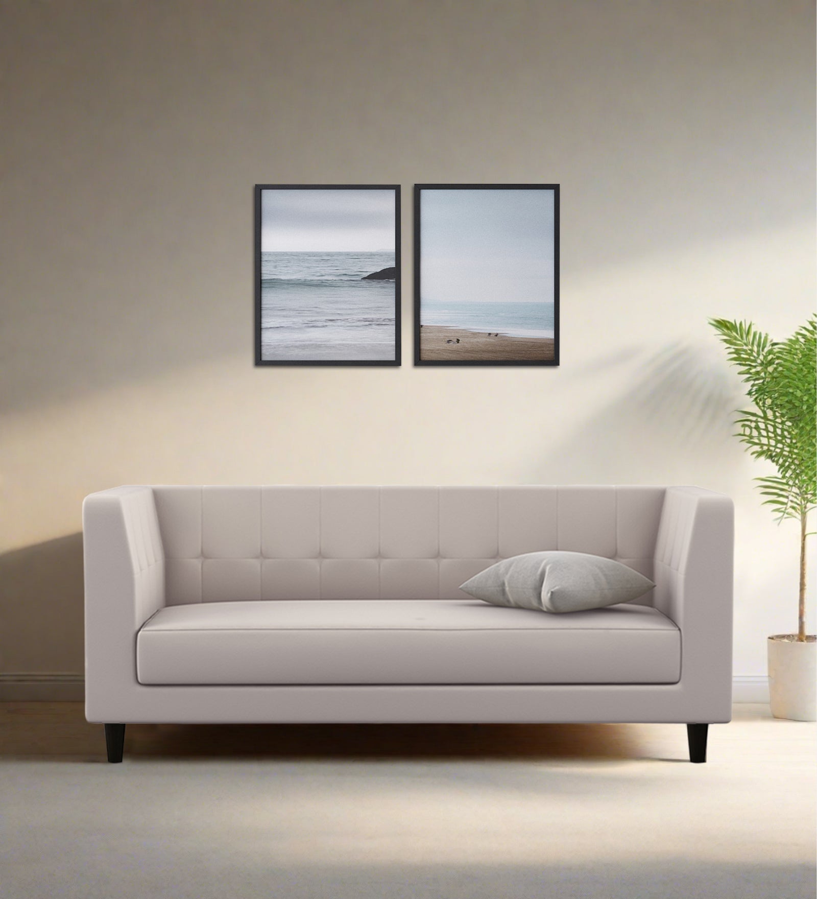 Braulia Velvet 3 Seater Sofa In Camel Beige Colour - Febonic Living