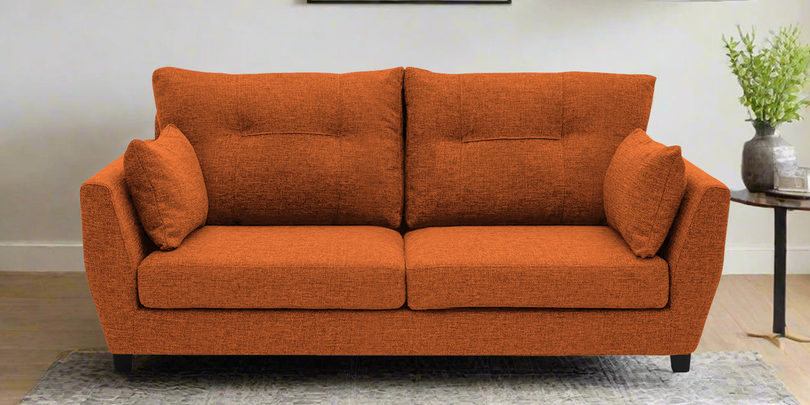 Mario Fabric 2 Seater Sofa In Vivid Orange Colour - Febonic Living
