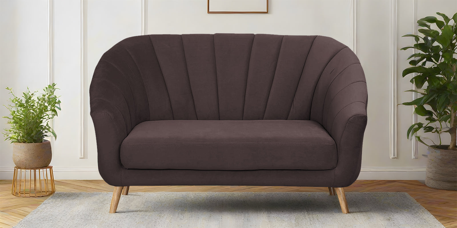 Kaylee Velvet 2 Seater Sofa In Mocha Brown Colour - Febonic Living