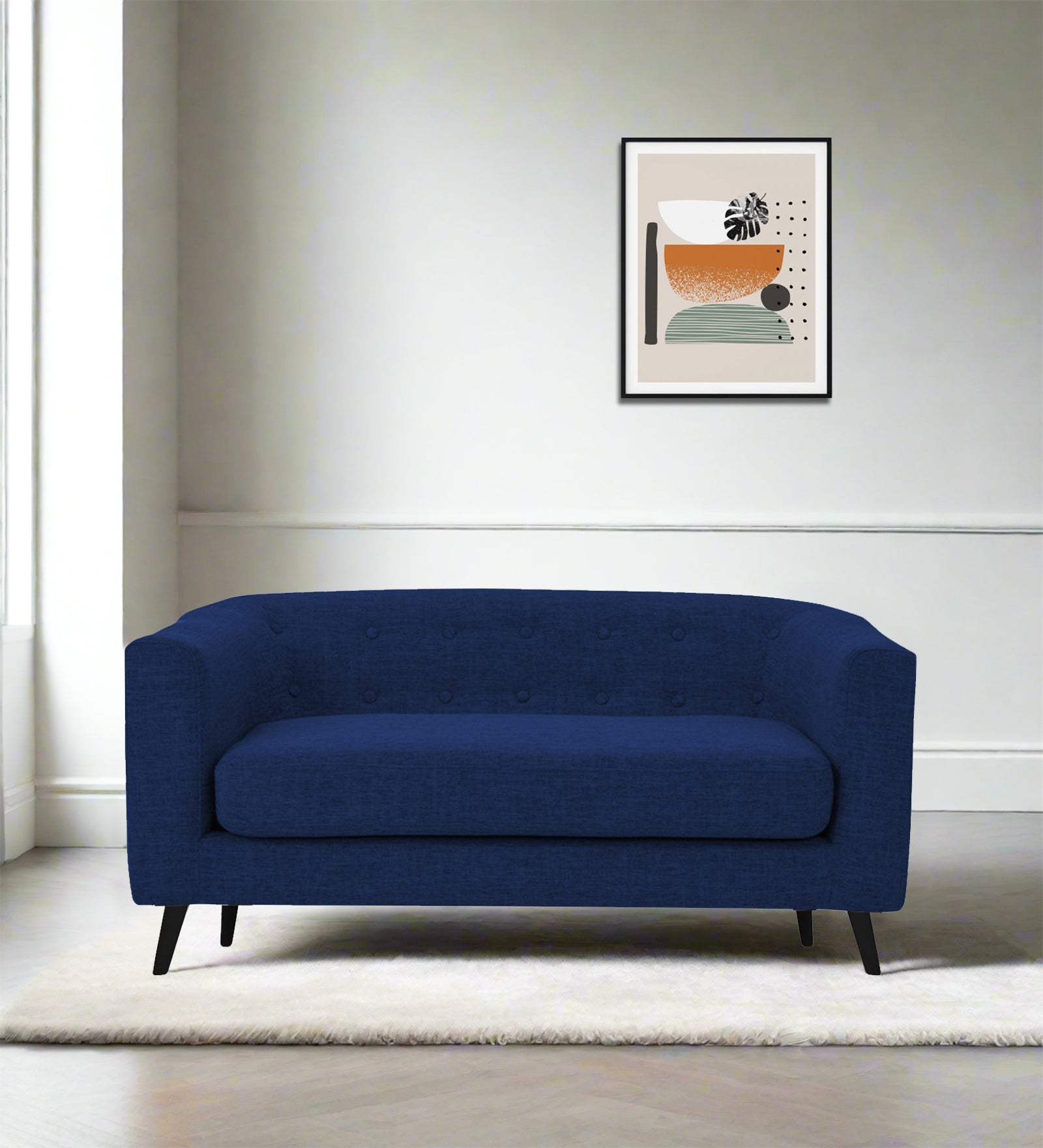Casper Fabric 2 Seater Sofa In Royal Blue Colour - Febonic Living