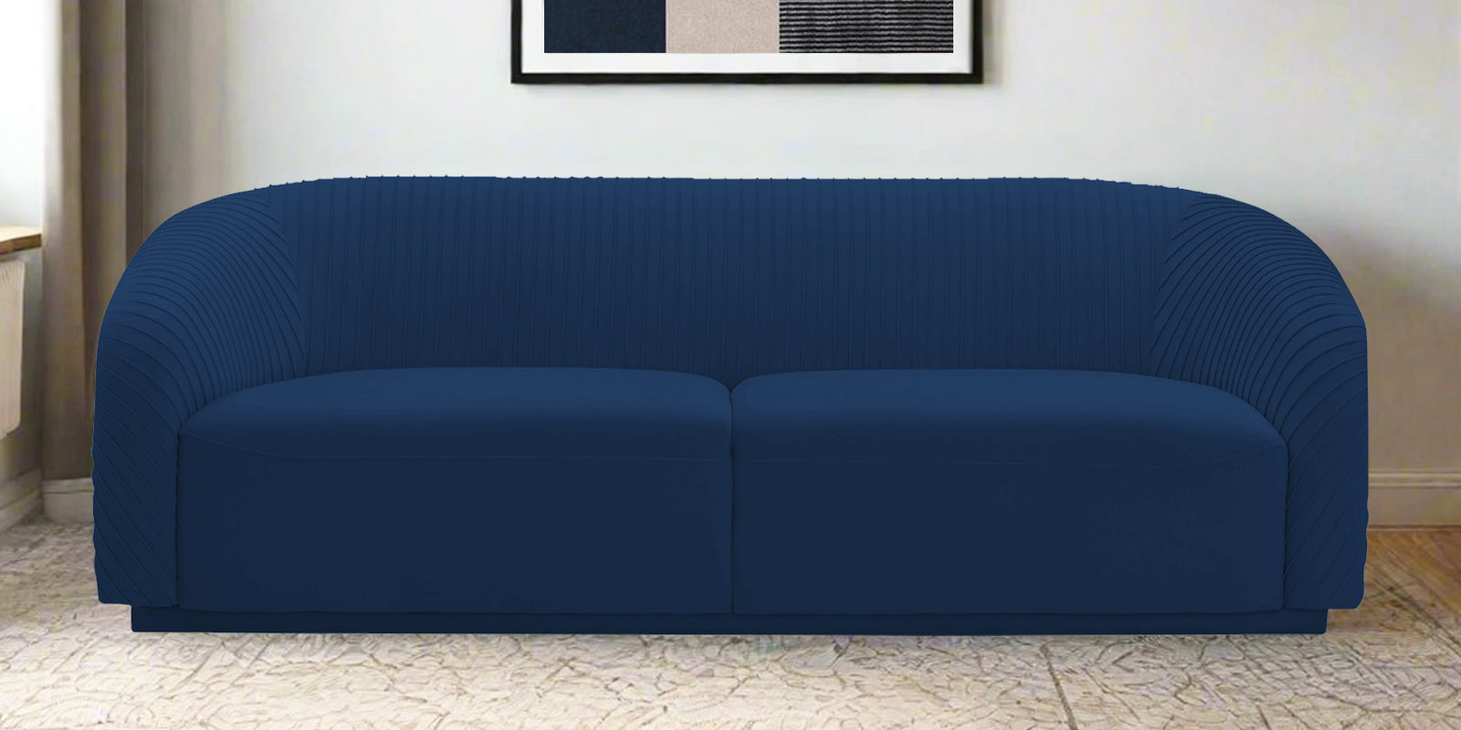 Yara Velvet Fabric 3 Seater Sofa In Imperial Blue Colour - Febonic Living