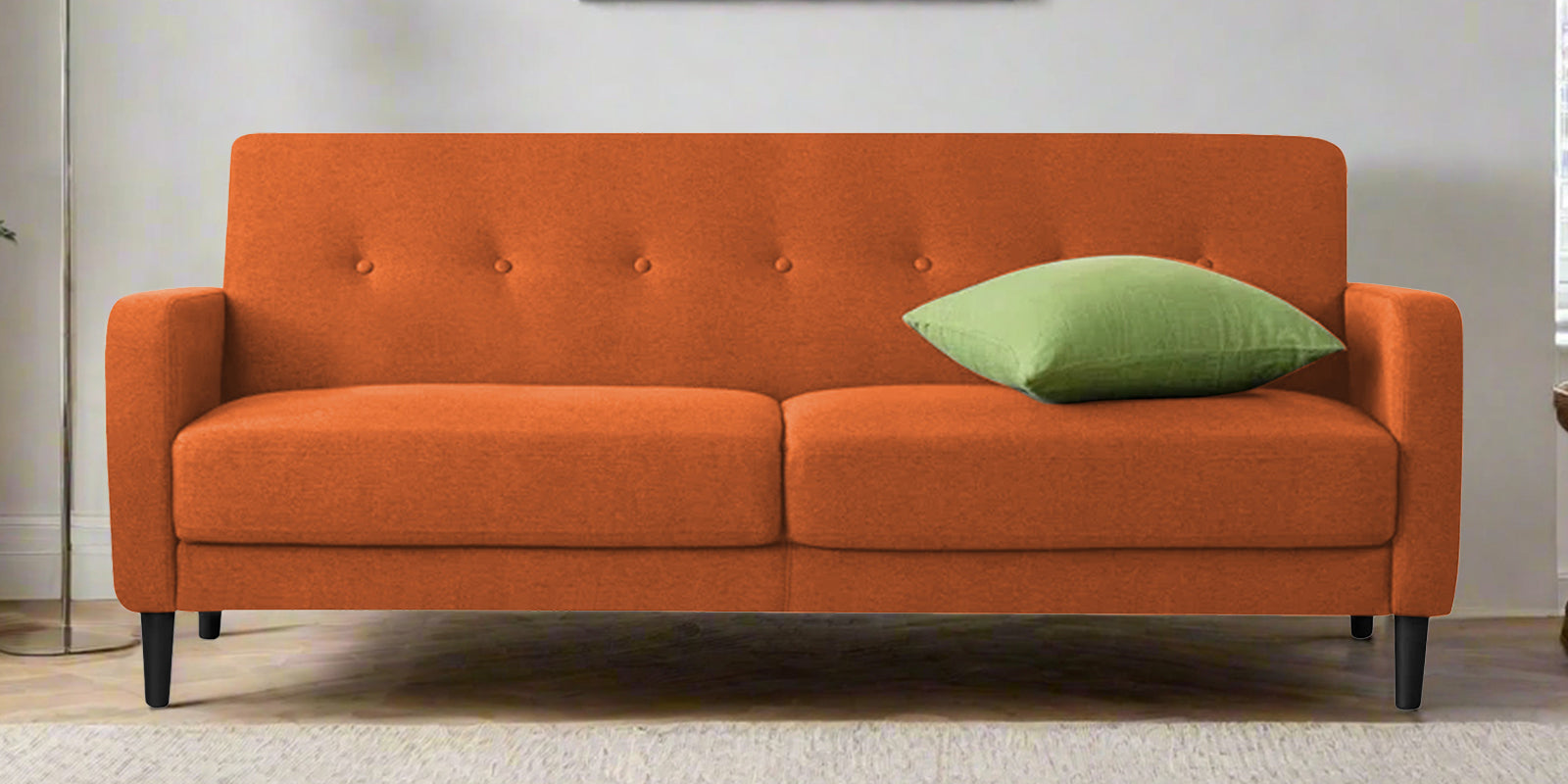 Marq Fabric 3 Seater Sofa In Vivid Orange Colour - Febonic Living
