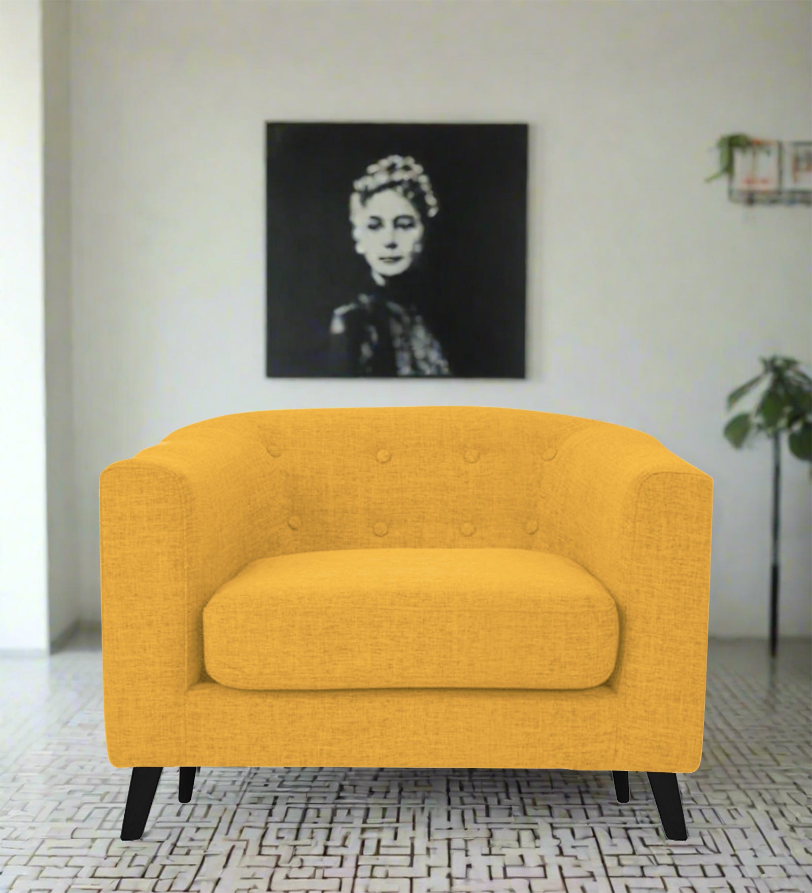 Casper Fabric 1 Seater Sofa In Bold Yellow Colour - Febonic Living