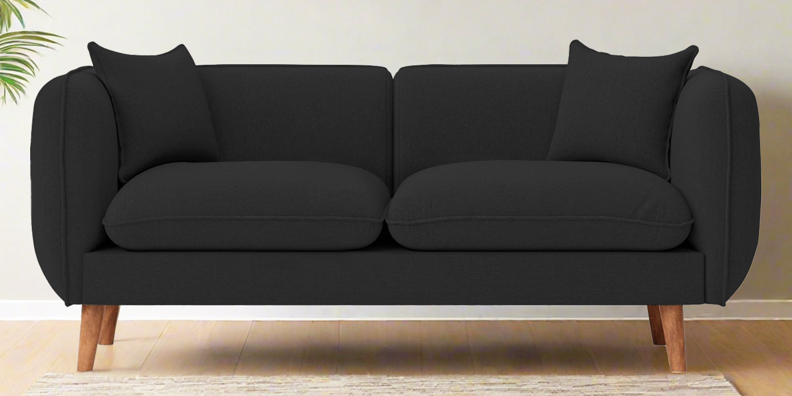 Reva Fabric 2 Seater Sofa In Bitter Black Colour - Febonic Living