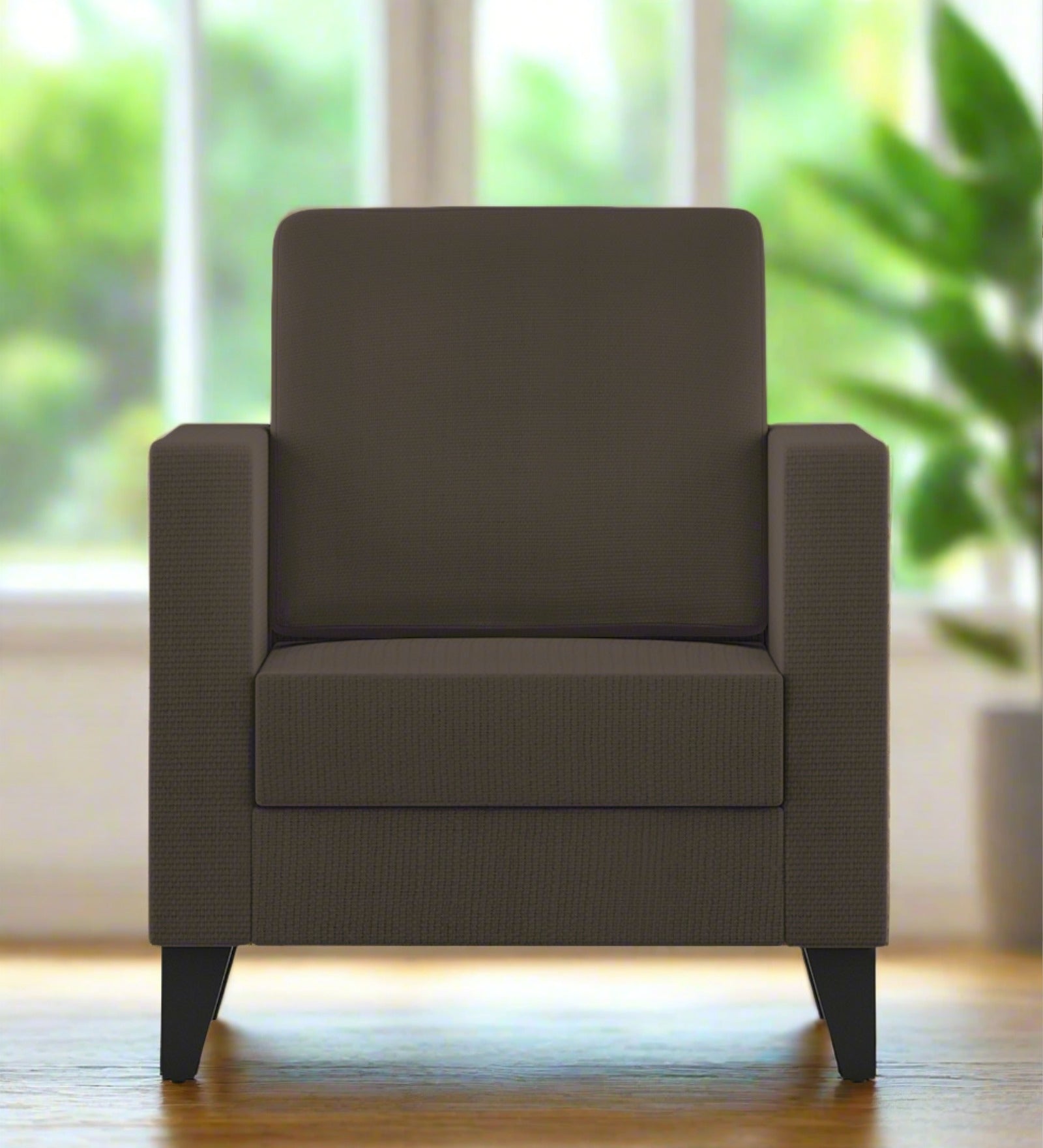 Nori Fabric 1 Seater Sofa In Caspa Brown Colour - Febonic Living