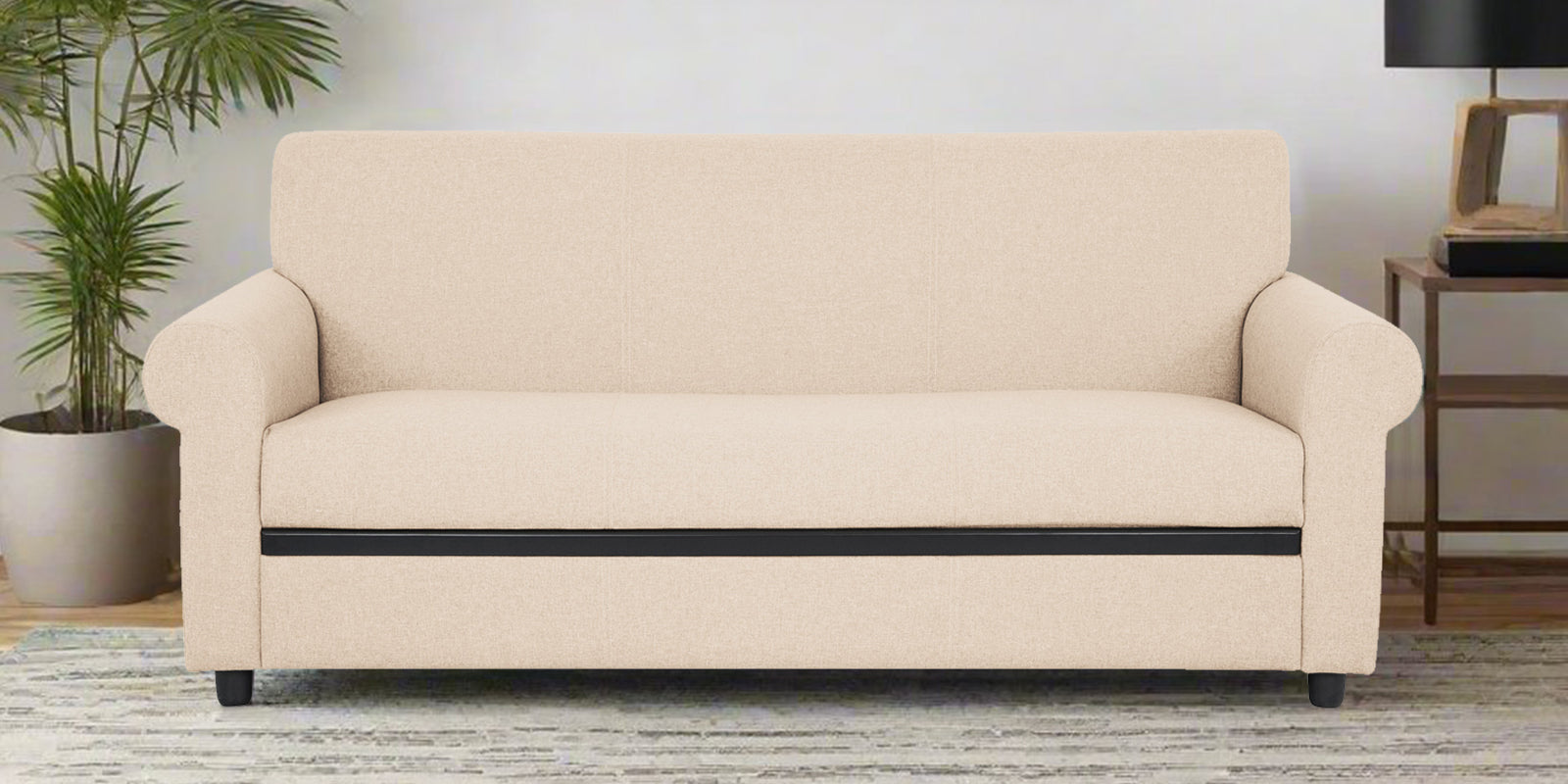 Ribby Fabric 3 Seater Sofa in Woom Beige Colour