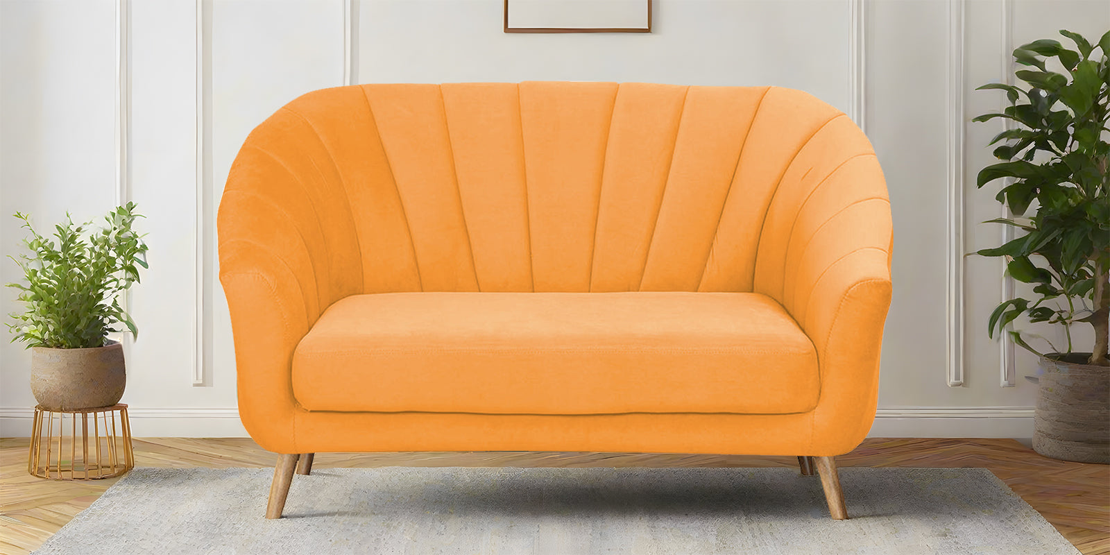 Kaylee Velvet 2 Seater Sofa In Tangerine orange Colour - Febonic Living