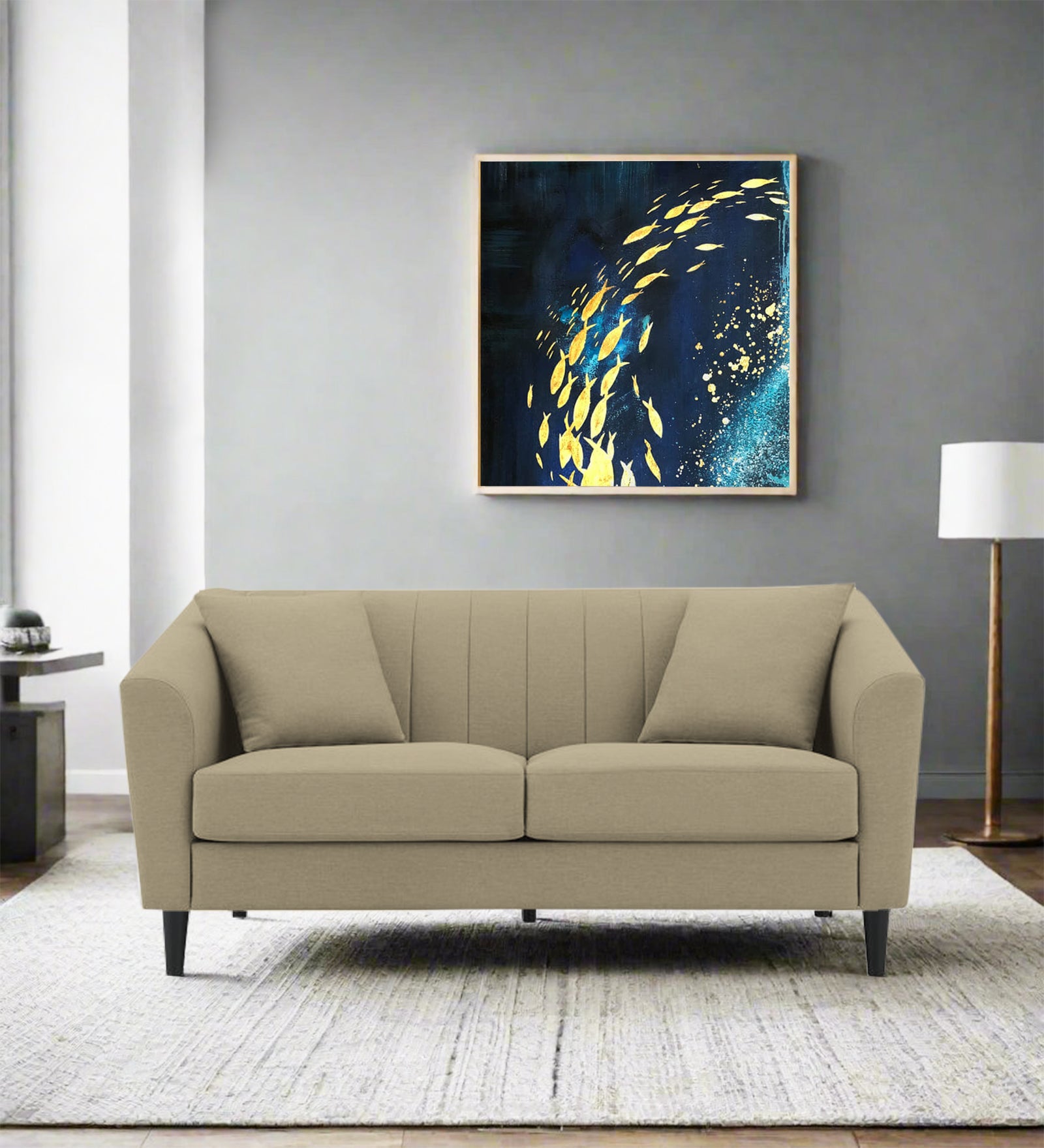 Polon Fabric 2 Seater Sofa In Honey Beige Colour - Febonic Living