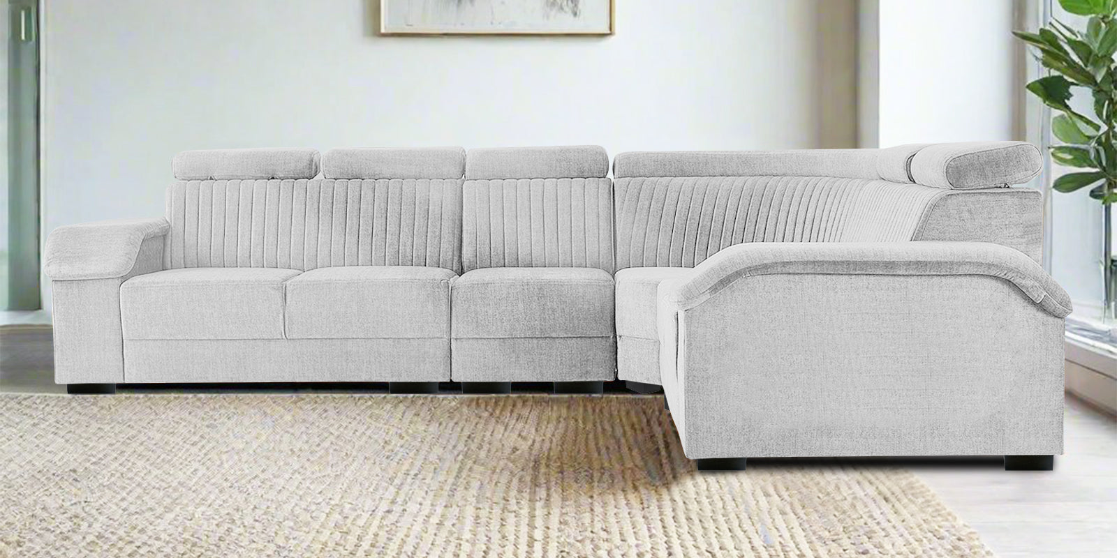 Draco Fabric 6 Seater Corner Sofa In Lit Grey Colour - Febonic Living