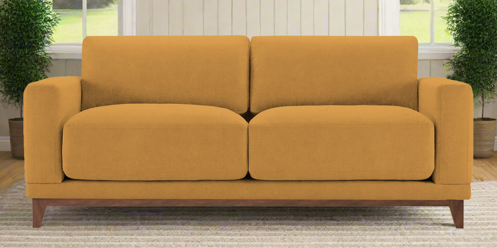 Esha Fabric 2 Seater Sofa In Corn Yellow Colour - Febonic Living