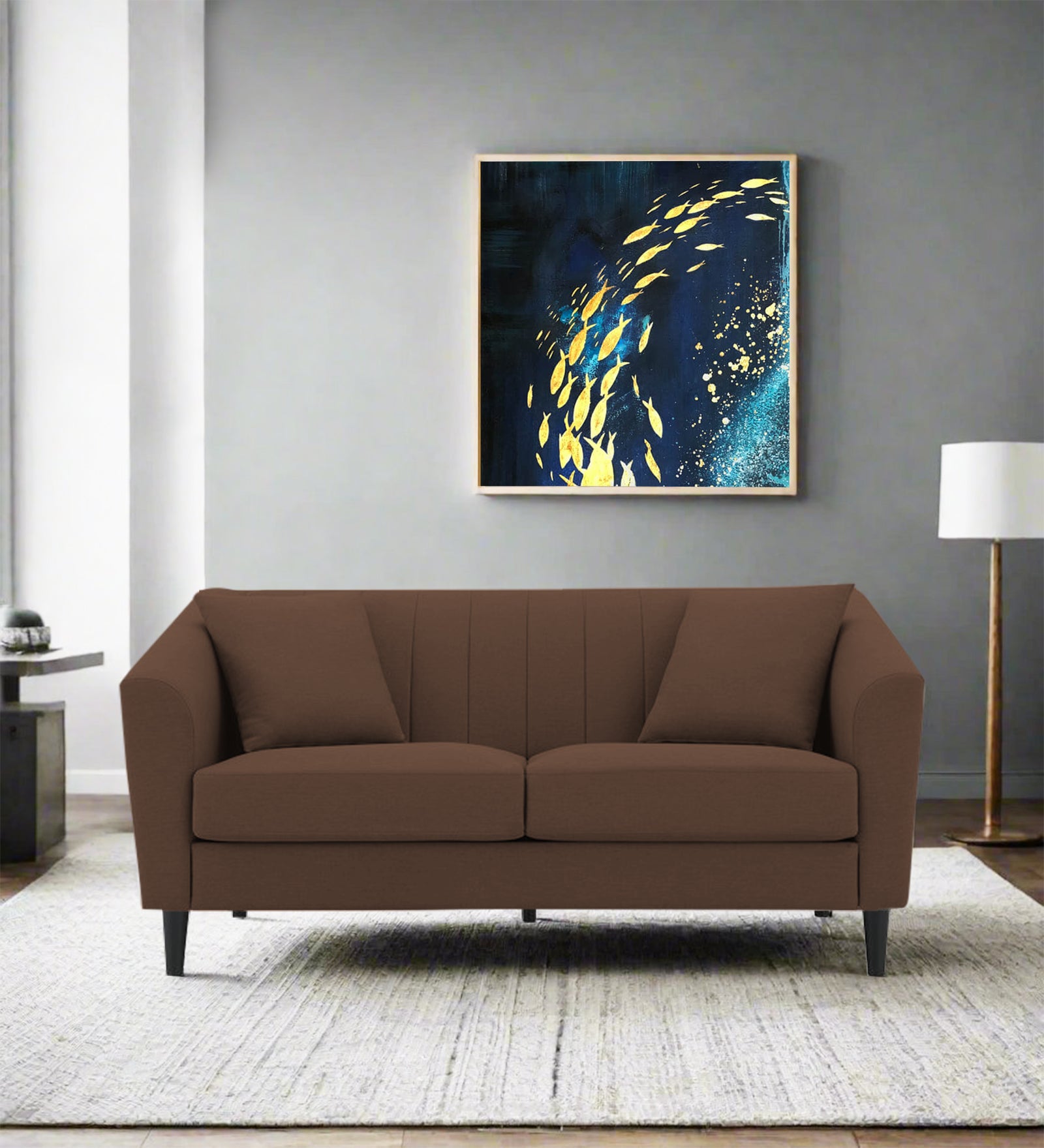 Polon Fabric 2 Seater Sofa In Ash Brown Colour - Febonic Living
