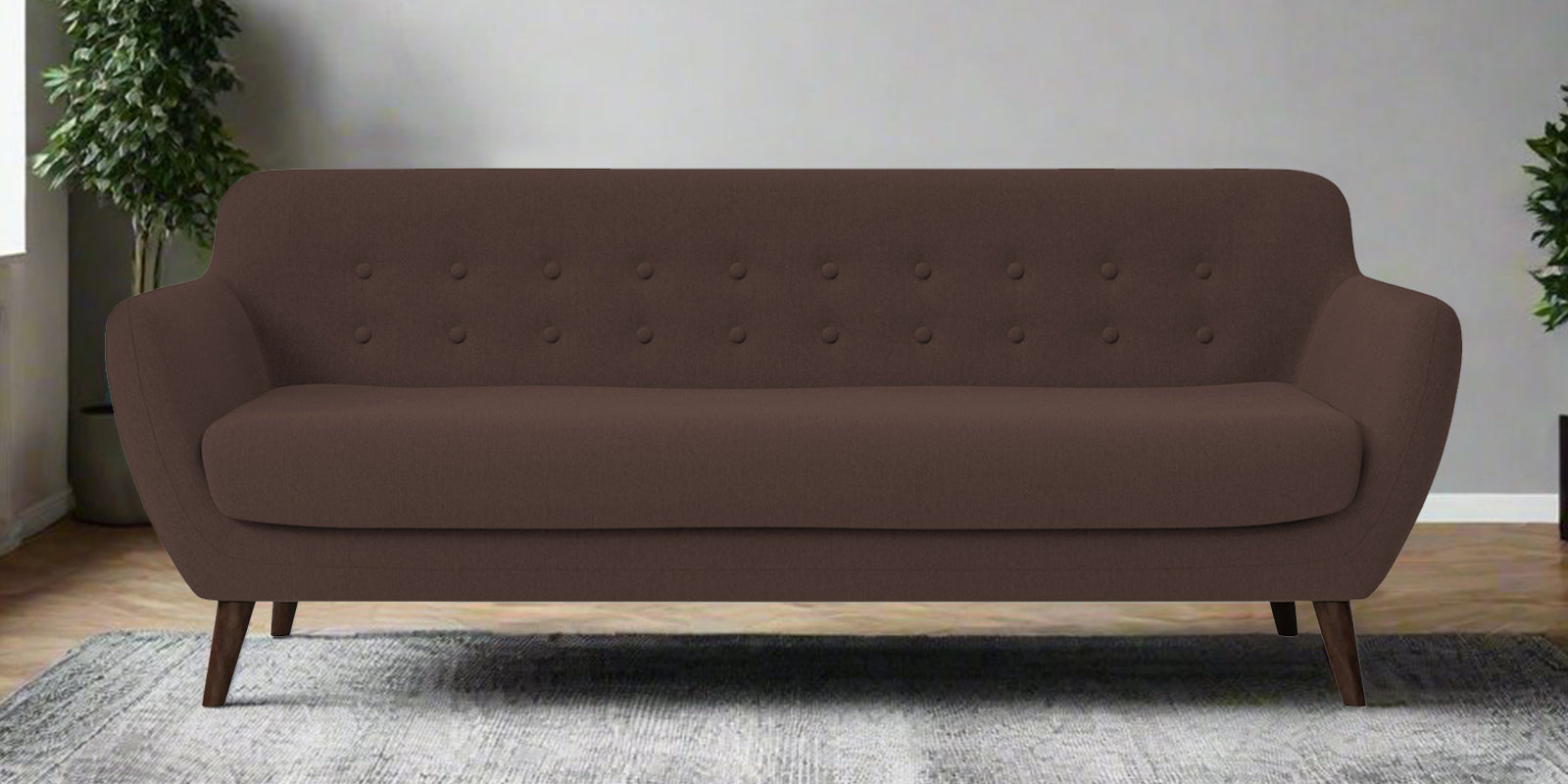 Goofy Fabric 3 Seater Sofa In Caramel Brown Colour - Febonic Living
