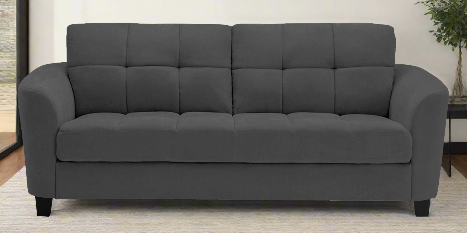 Mulan Fabric 2 Seater Sofa In Stone Grey Colour - Febonic Living