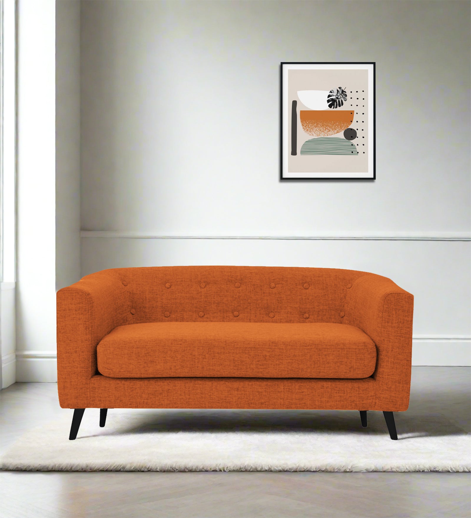 Casper Fabric 2 Seater Sofa In Vivid Orange Colour - Febonic Living