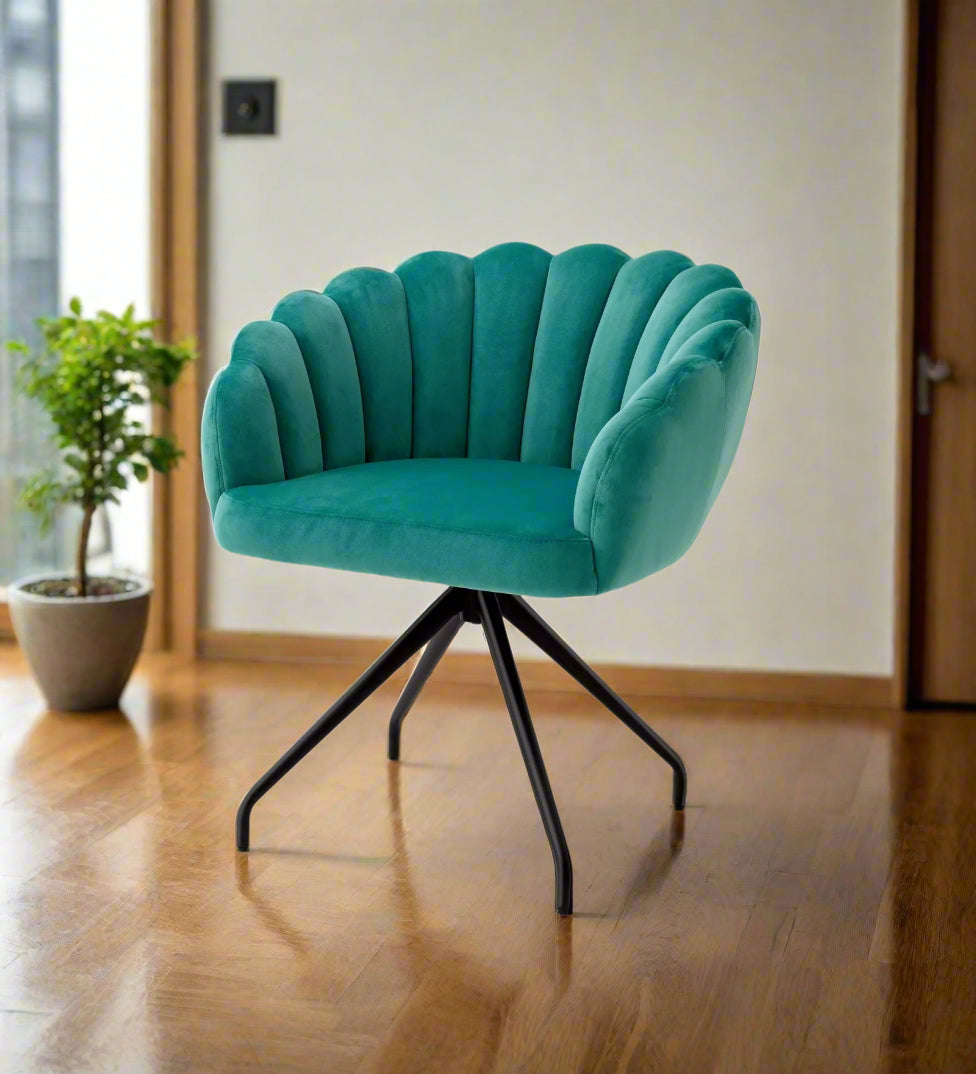 Bruno Velvet Swivel Chair In Pine Green Colour - Febonic Living