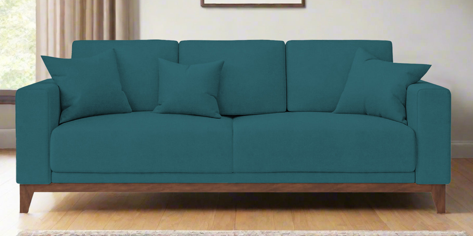 Luca Fabric 3 Seater Sofa In Water Blue Colour - Febonic Living