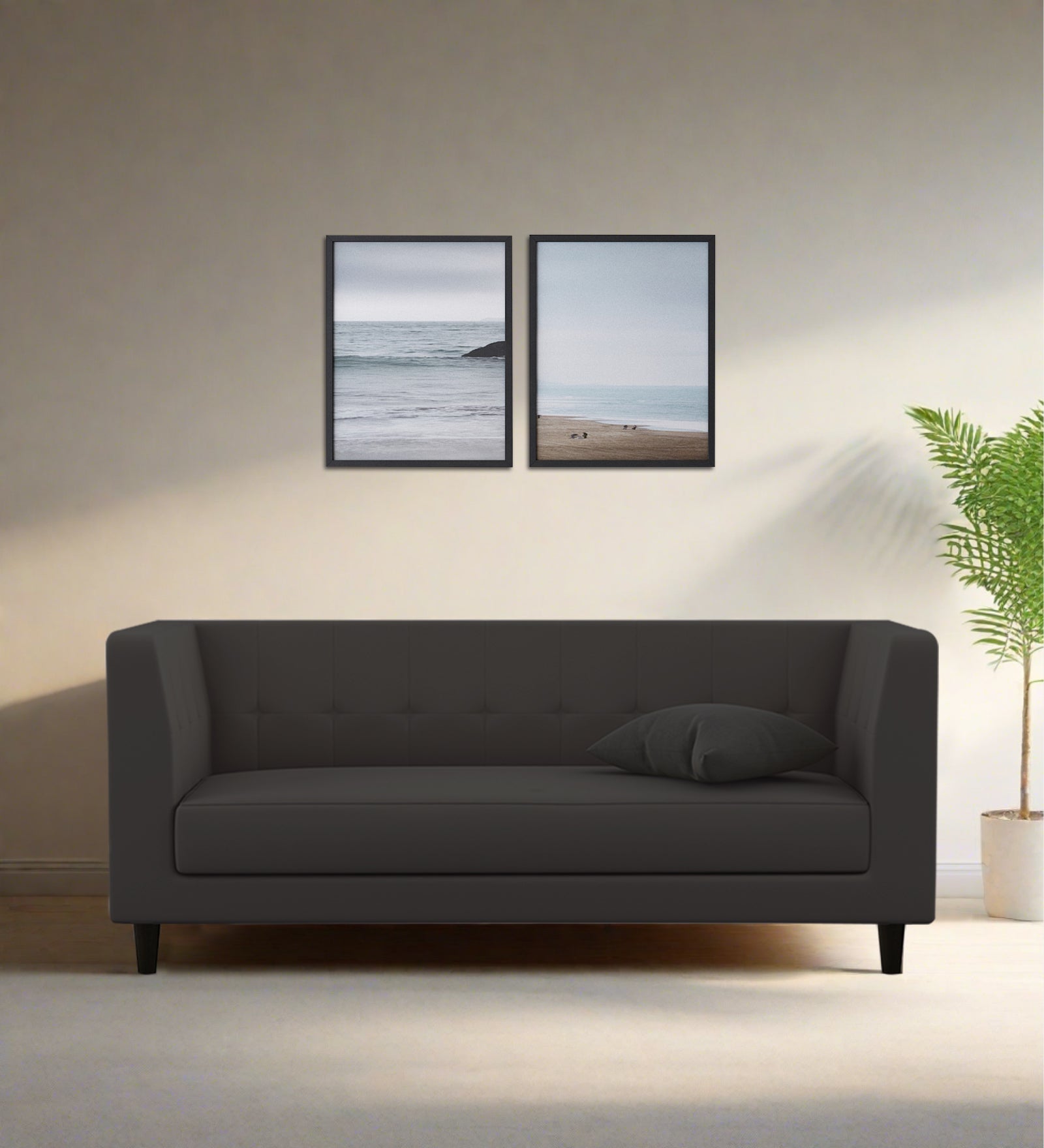 Braulia Velvet 3 Seater Sofa In Davy Grey Colour - Febonic Living