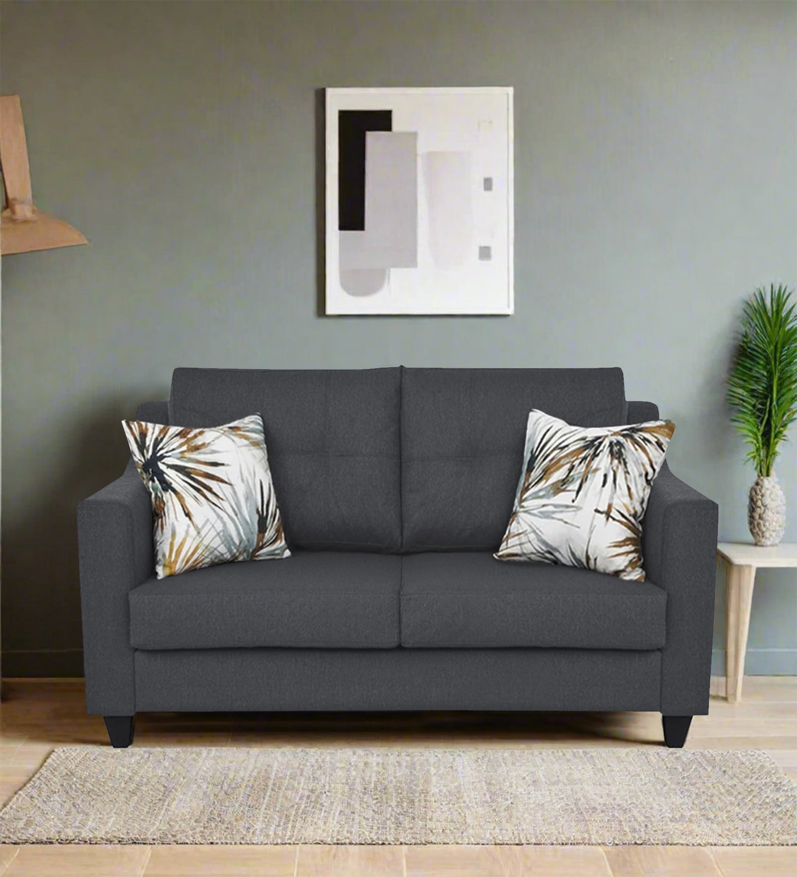 Welly Fabric 2 Seater Sofa In Maba Grey Colour - Febonic Living