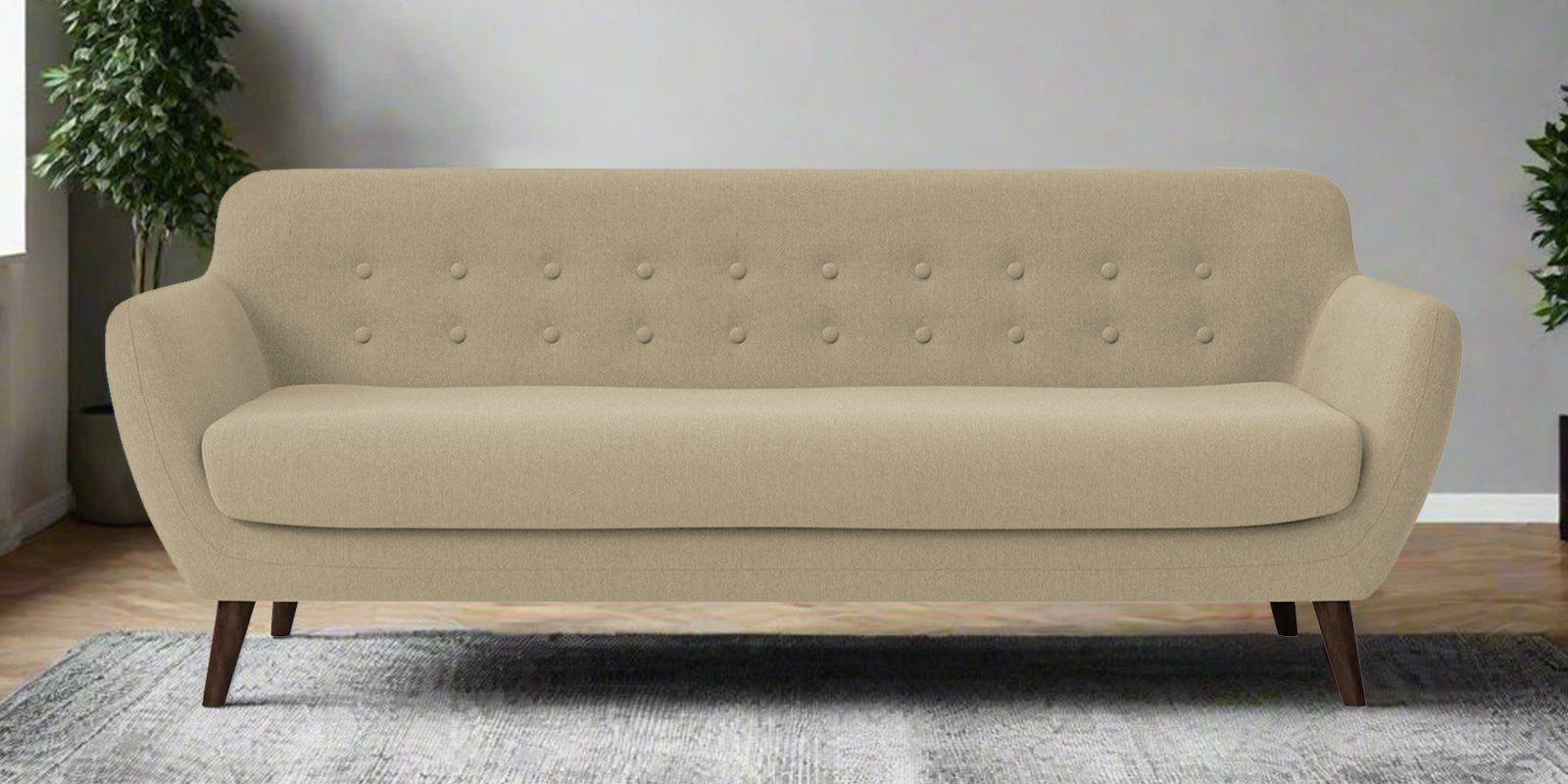 Goofy Fabric 3 Seater Sofa In Honey Beige Colour - Febonic Living