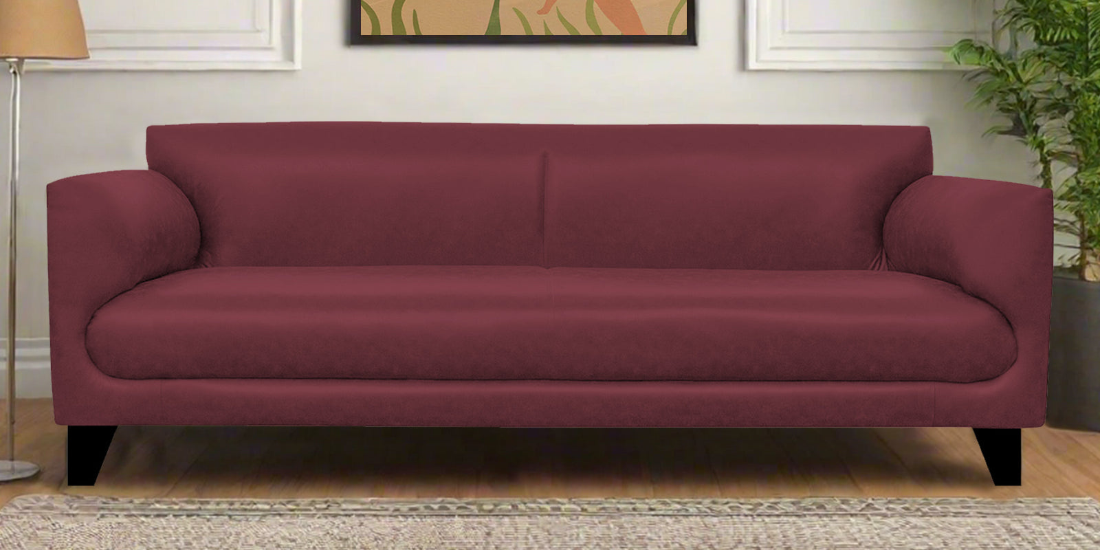 Convi Leatherette 3 Seater Sofa In Burgundy Maroon Colour - Febonic Living