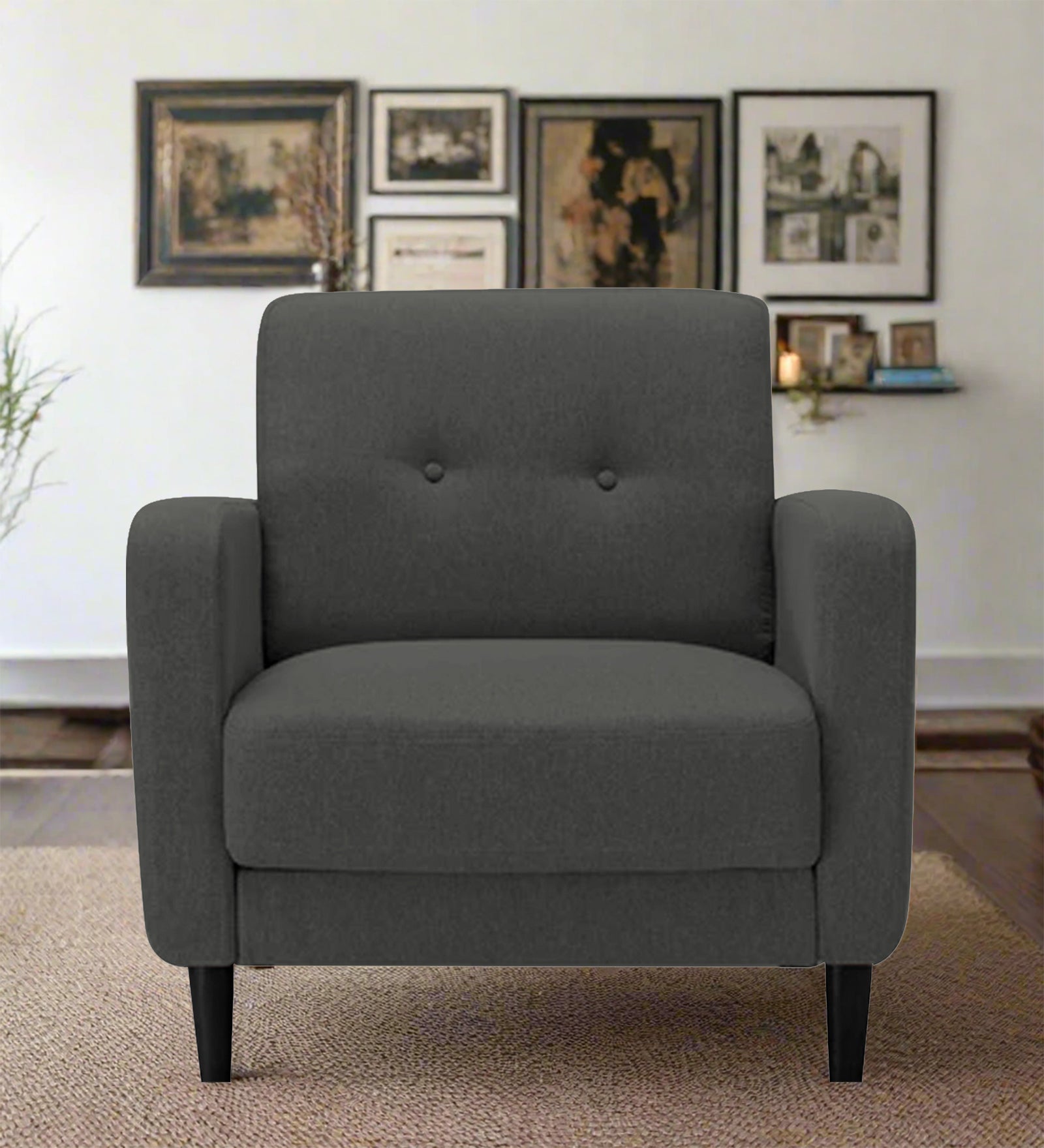 Marq Fabric 1 Seater Sofa In Charcoal Grey Colour - Febonic Living