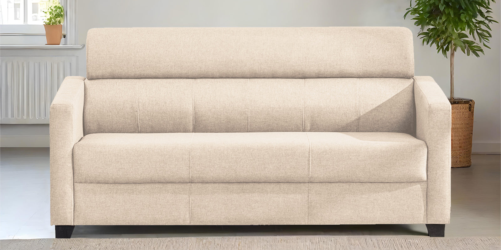 Devo Fabric 3 Seater Sofa In Woom Beige Colour - Febonic Living