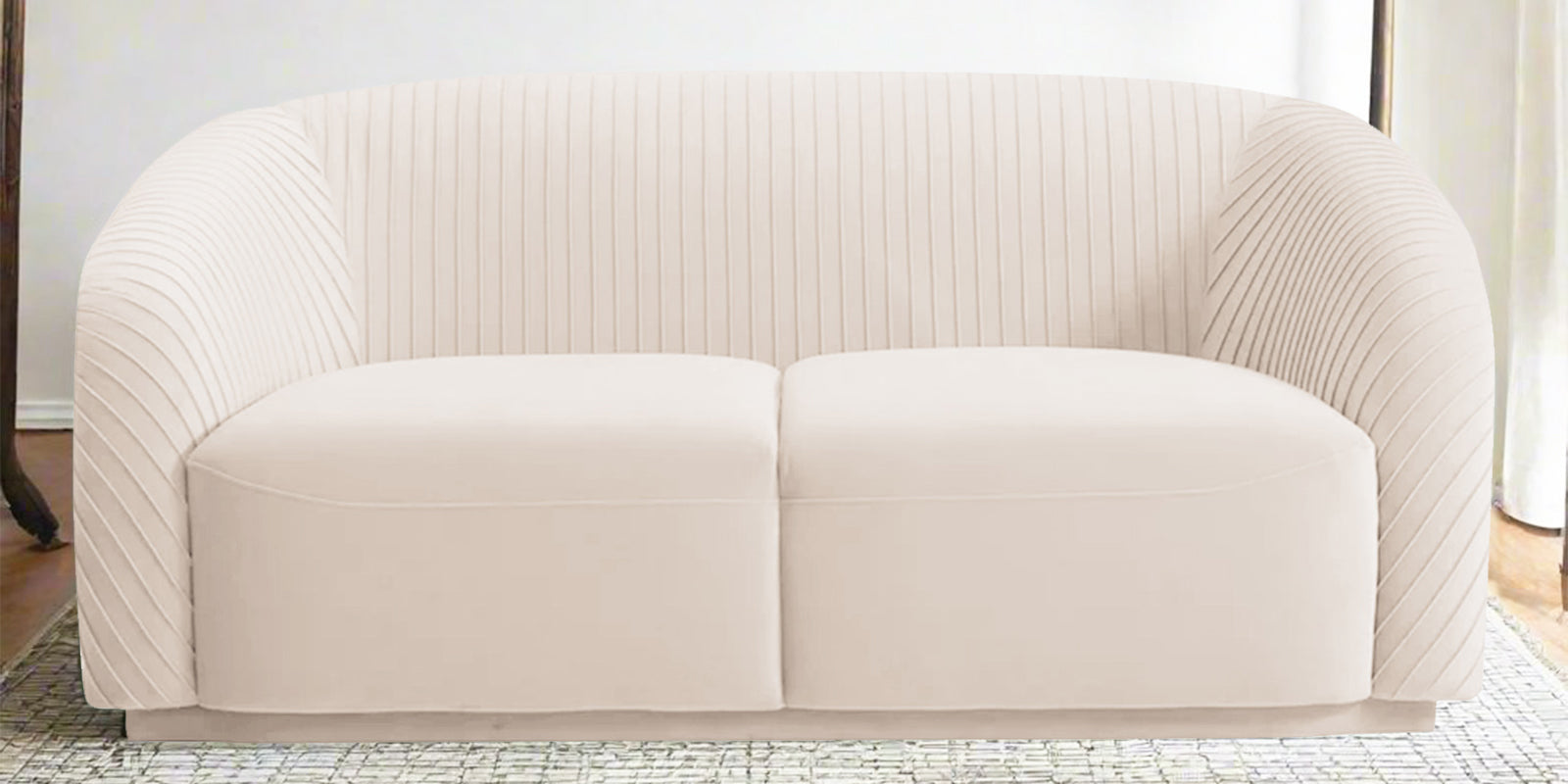 Yara Velvet Fabric 2 Seater Sofa In Camel Beige Colour - Febonic Living