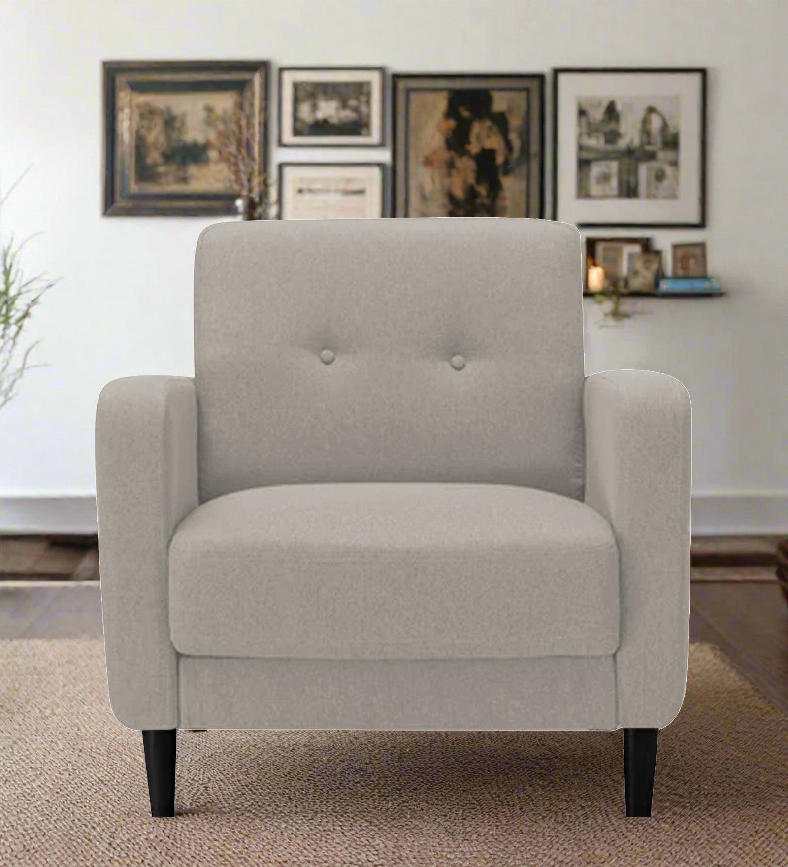 Marq Fabric 1 Seater Sofa in Ash Grey Colour