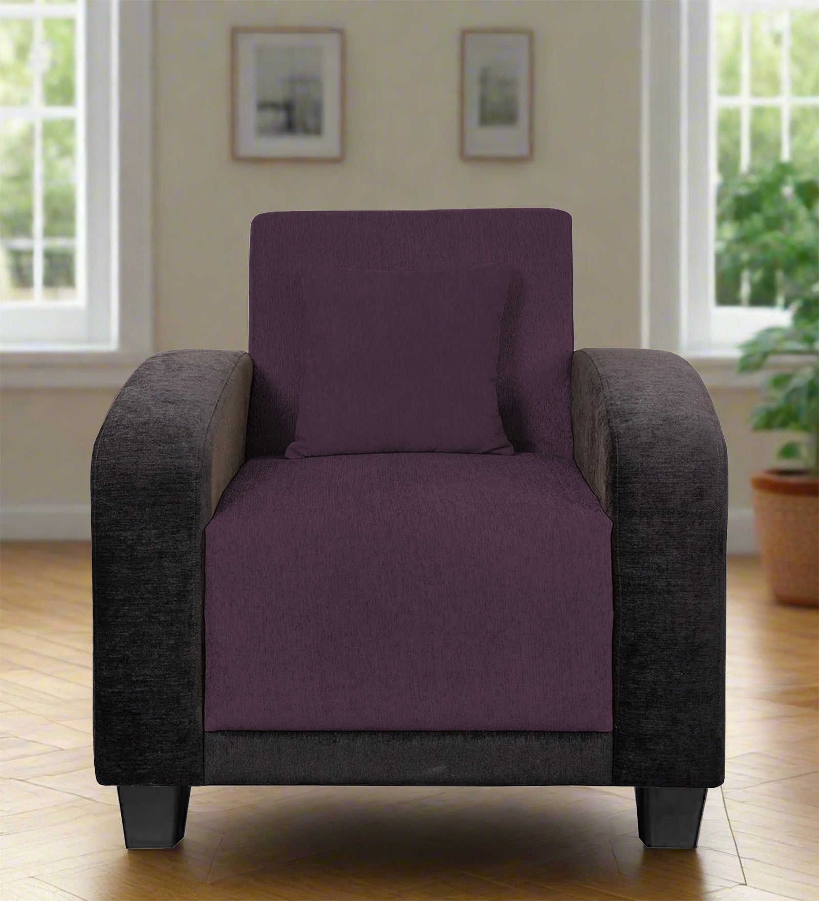 Alex Fabric 1 Seater Sofa In Greek Purple Colour - Febonic Living