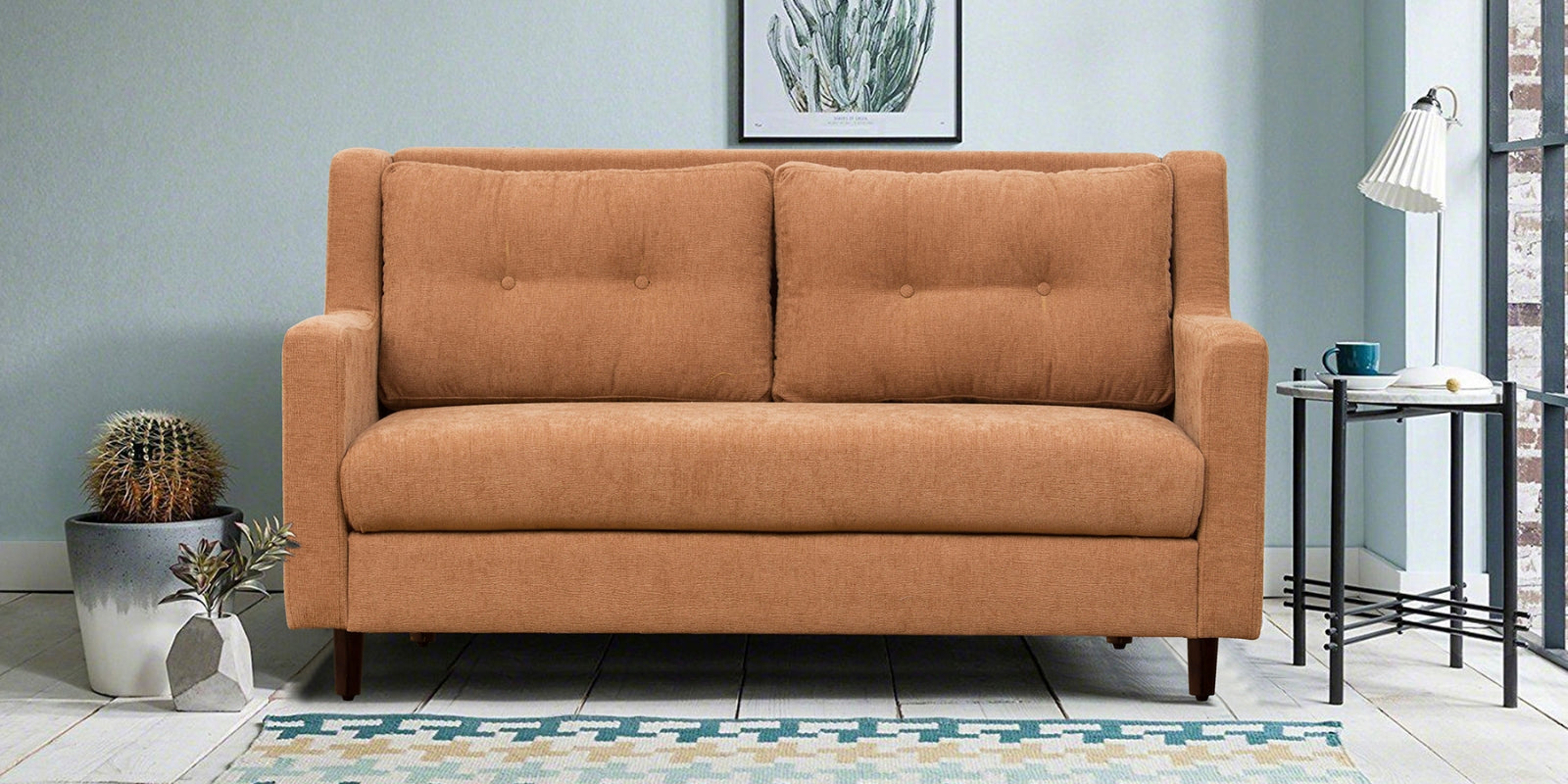 Lucy Fabric 2 Seater Sofa In Cosmic Beige Colour - Febonic Living