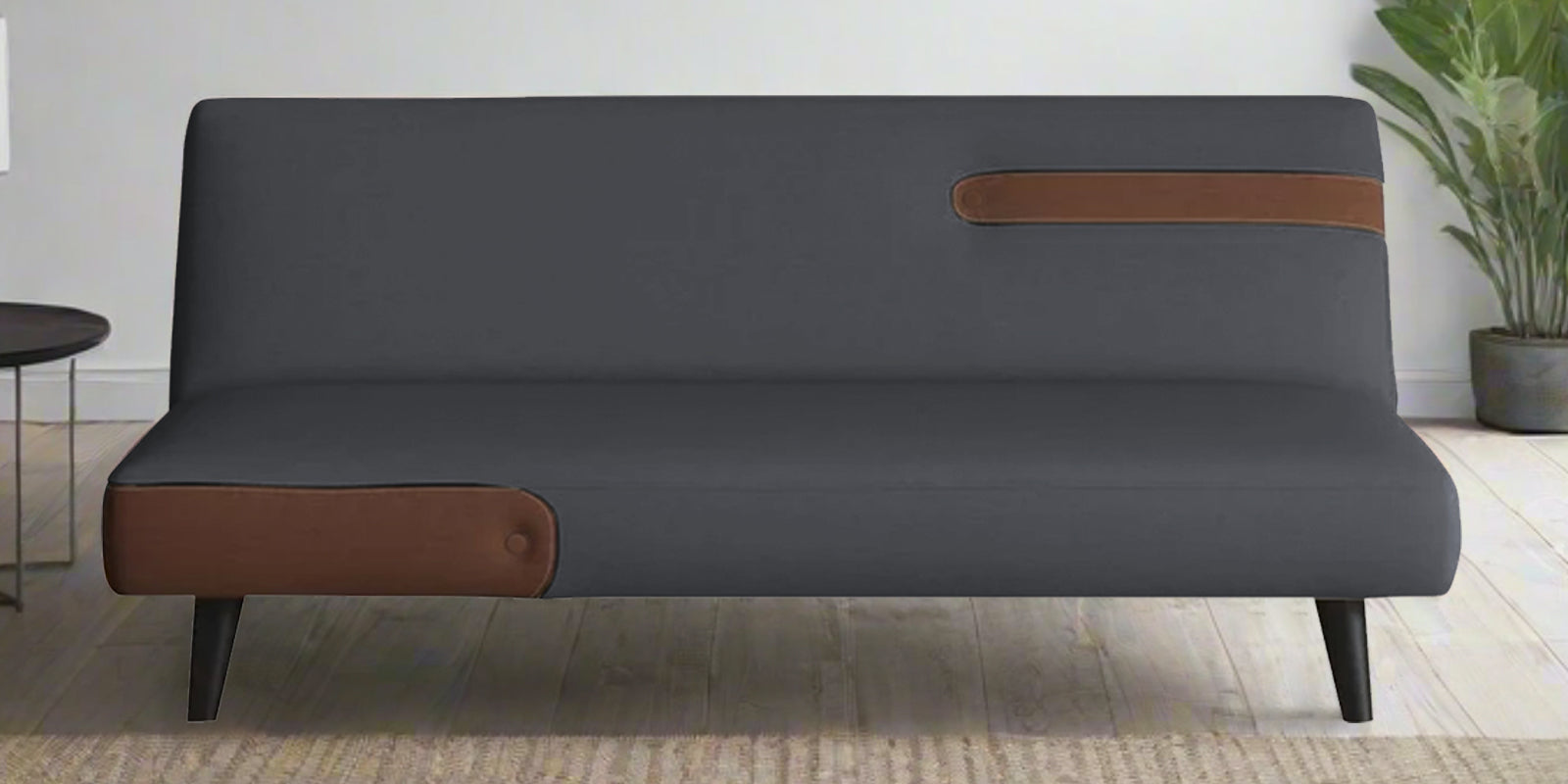 Vedan Fabric 3 Seater Convertible Sofa Cum Bed In Maba Grey Colour - Febonic Living