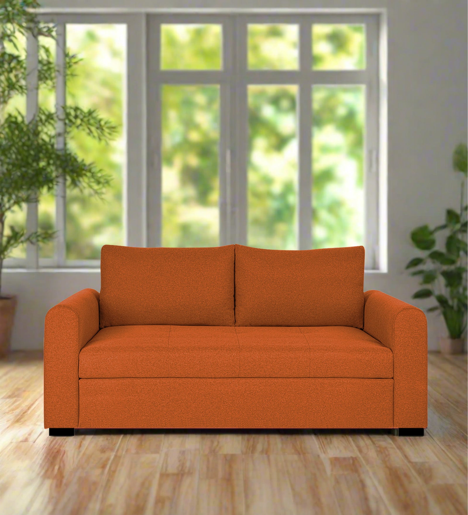 Sigma Fabric 2 Seater Sofa In Vivid Orange Colour - Febonic Living