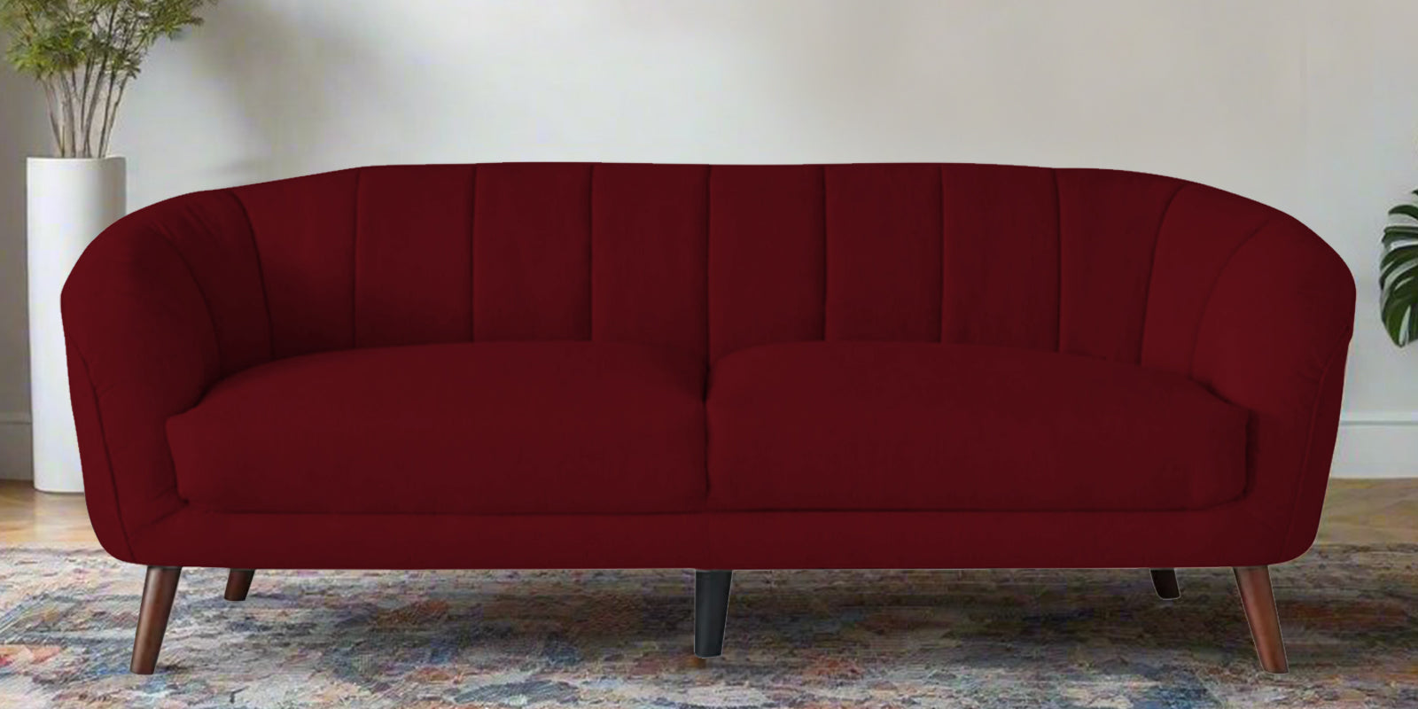 Benjamin Fabric 3 Seater Sofa In Ruby Red Colour - Febonic Living