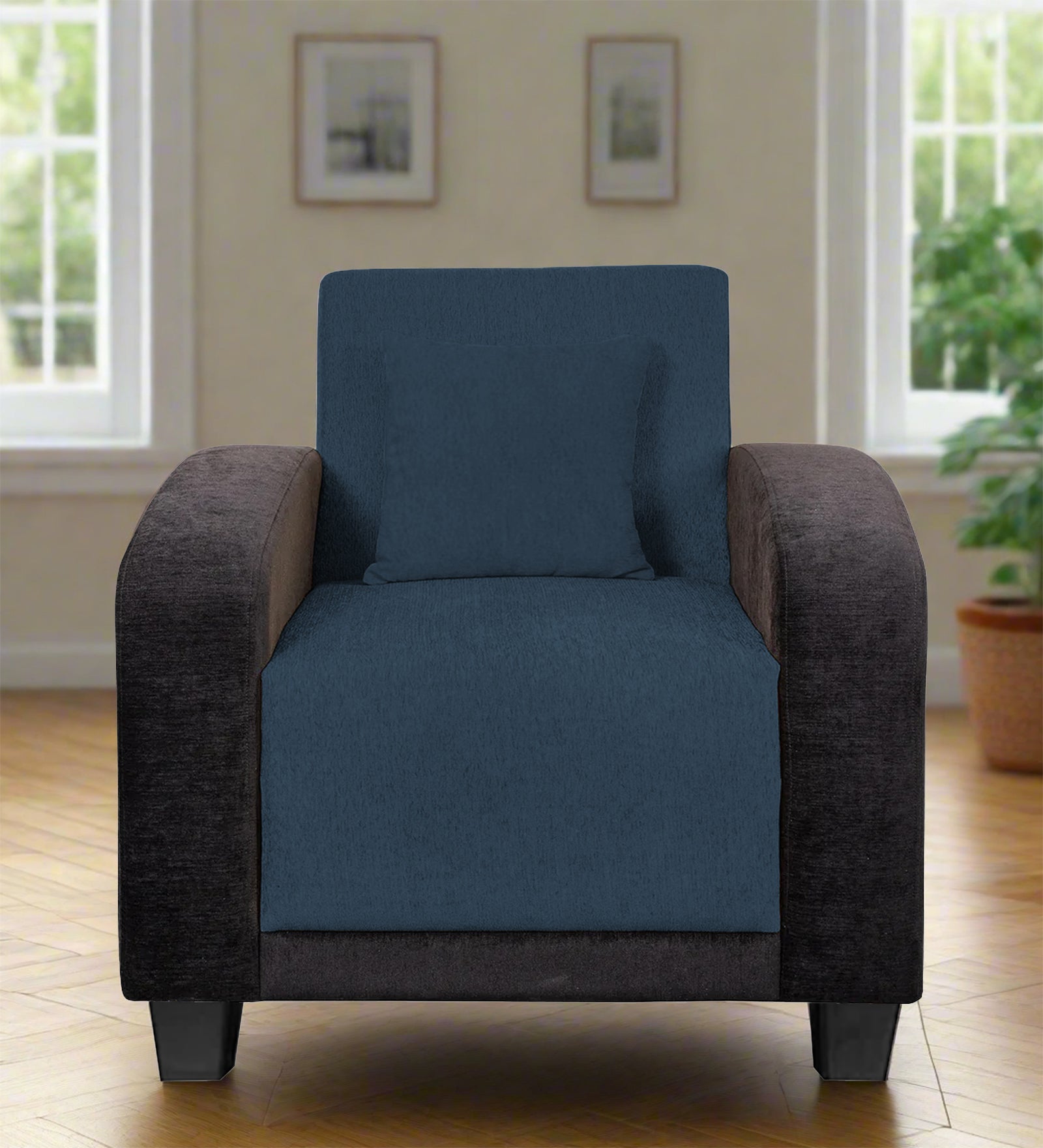 Alex Fabric 1 Seater Sofa In Light Blue Colour - Febonic Living