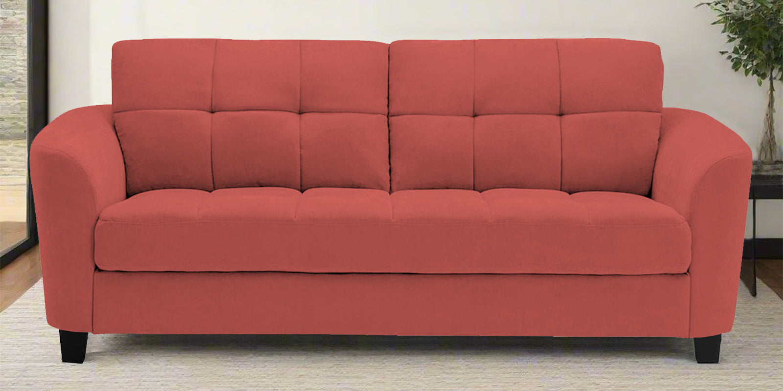 Mulan Fabric 2 Seater Sofa In Salmon Pink Colour - Febonic Living
