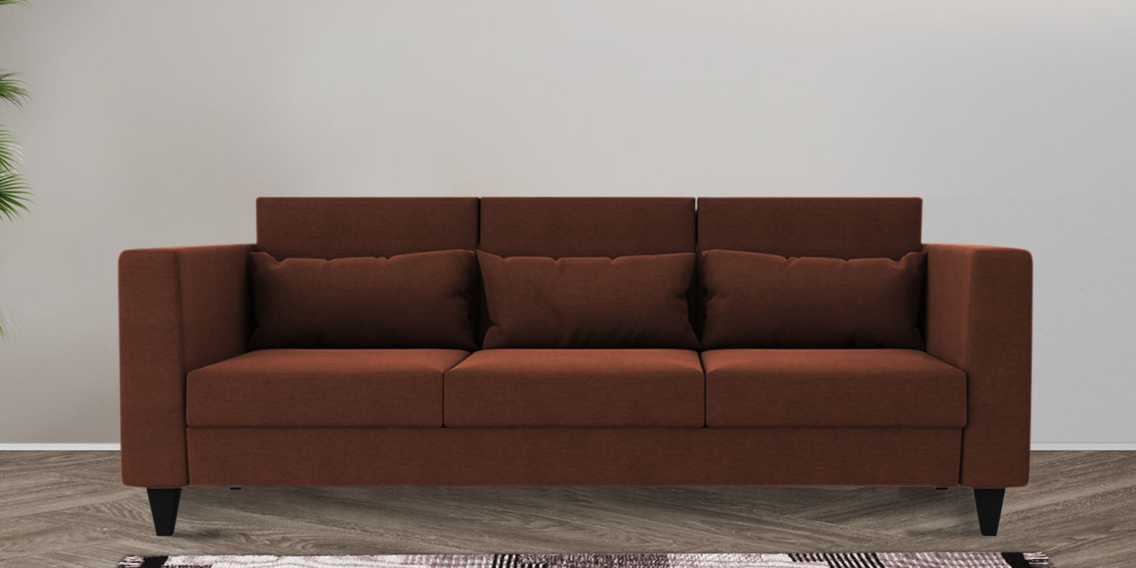 Nipul Fabric 3 Seater Sofa In Coffee Brown Colour - Febonic Living