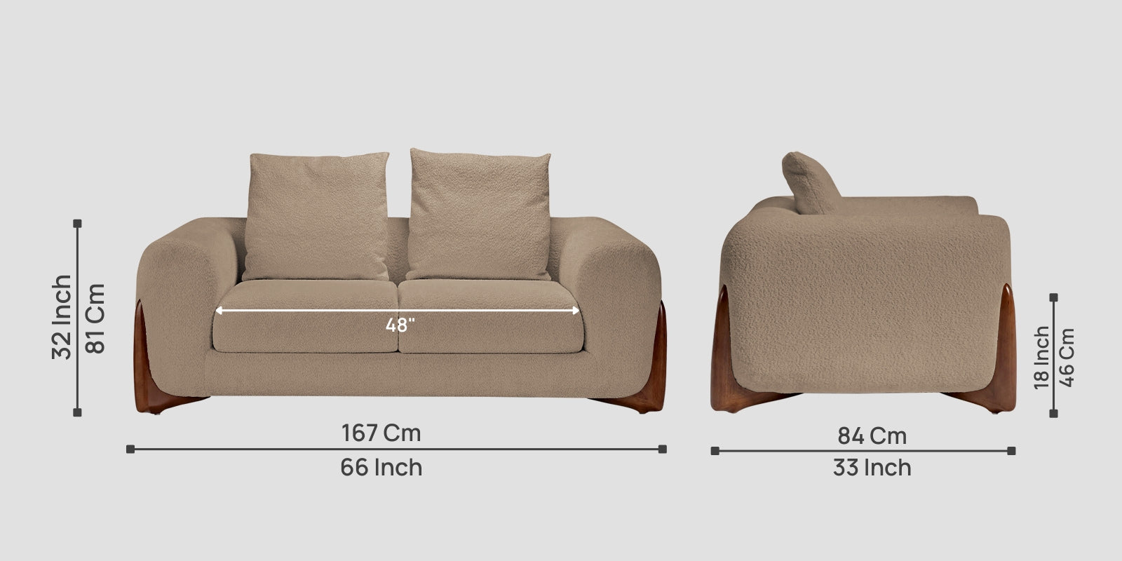 Boko Boucle 2 Seater Sofa In Mushroom Beige Colour - Febonic Living