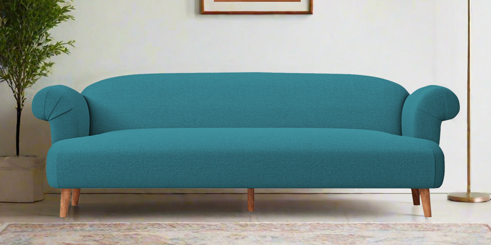 Barber Fabric 3 Seater Sofa In Water Blue Colour - Febonic Living