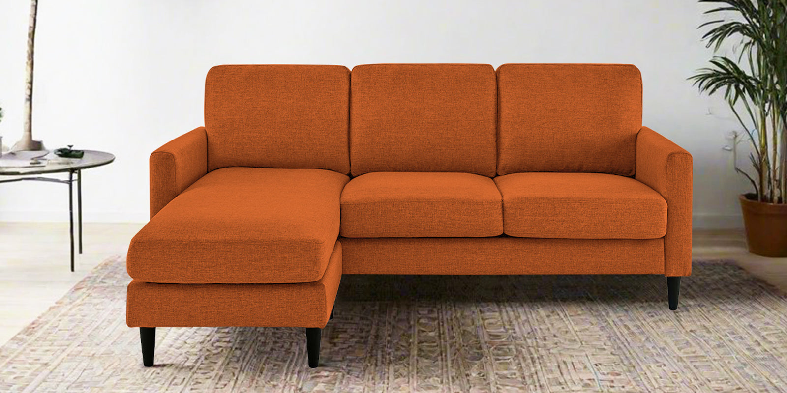 Romie Fabric RHS Sectional Sofa (2+Lounger) In Vivid Orange Colour - Febonic Living