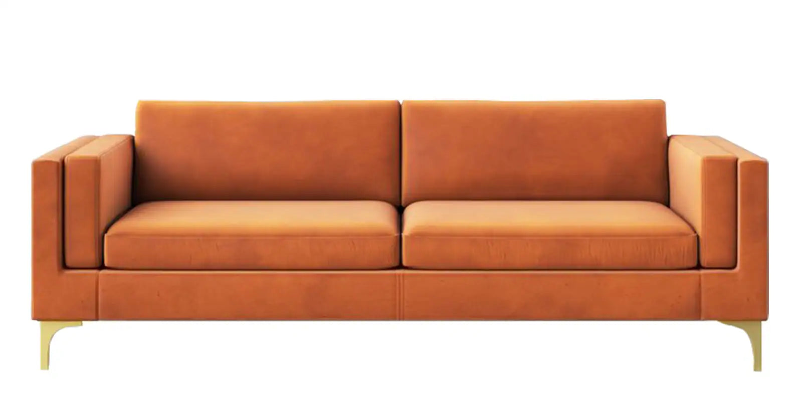 Limo Velvet 3 Seater Sofa In Tangerine orange Colour - Febonic Living
