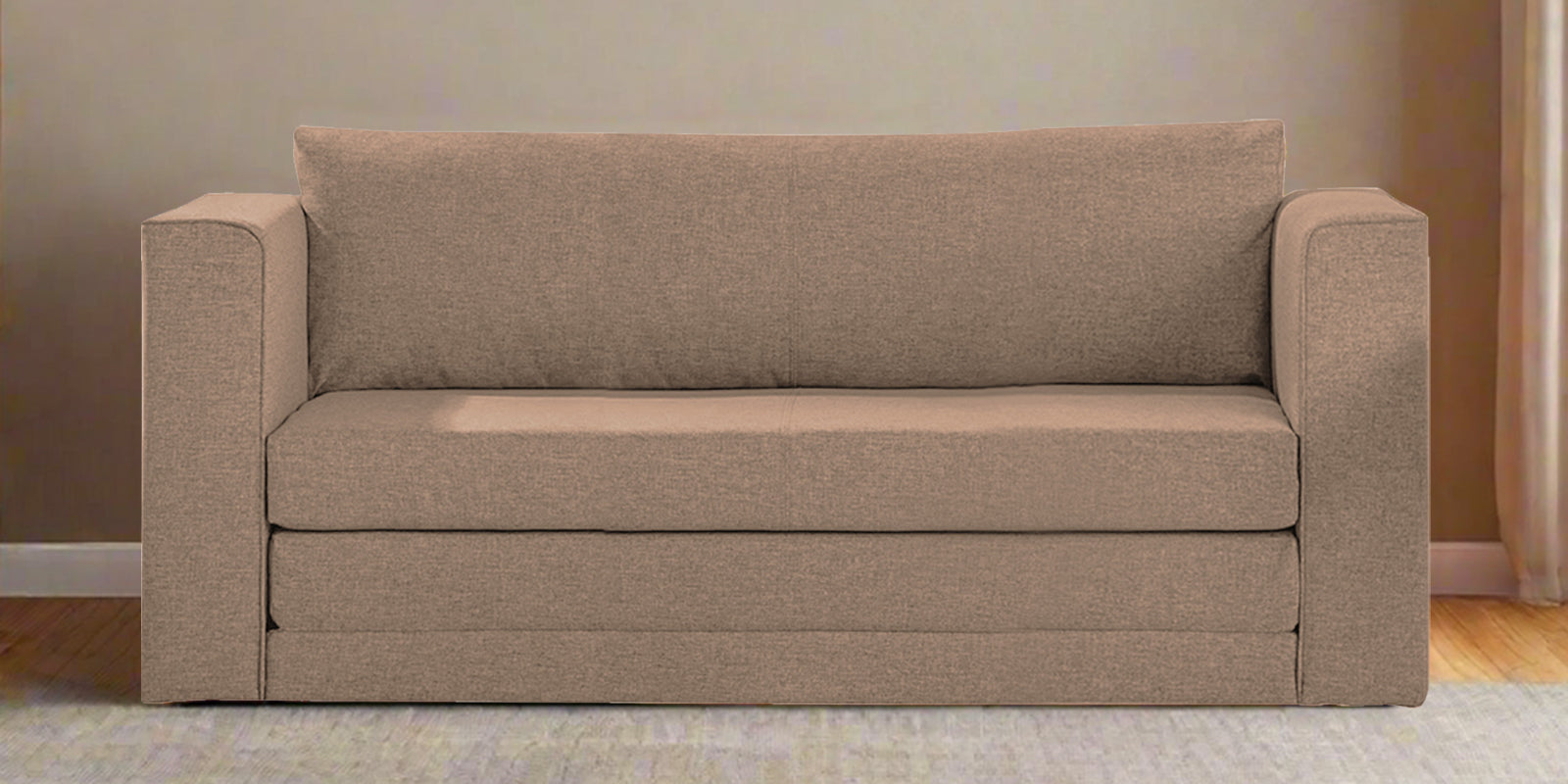 Kenia Fabric 3 Seater Foldable Sofa Cum Bed In Cookie Beige Colour - Febonic Living