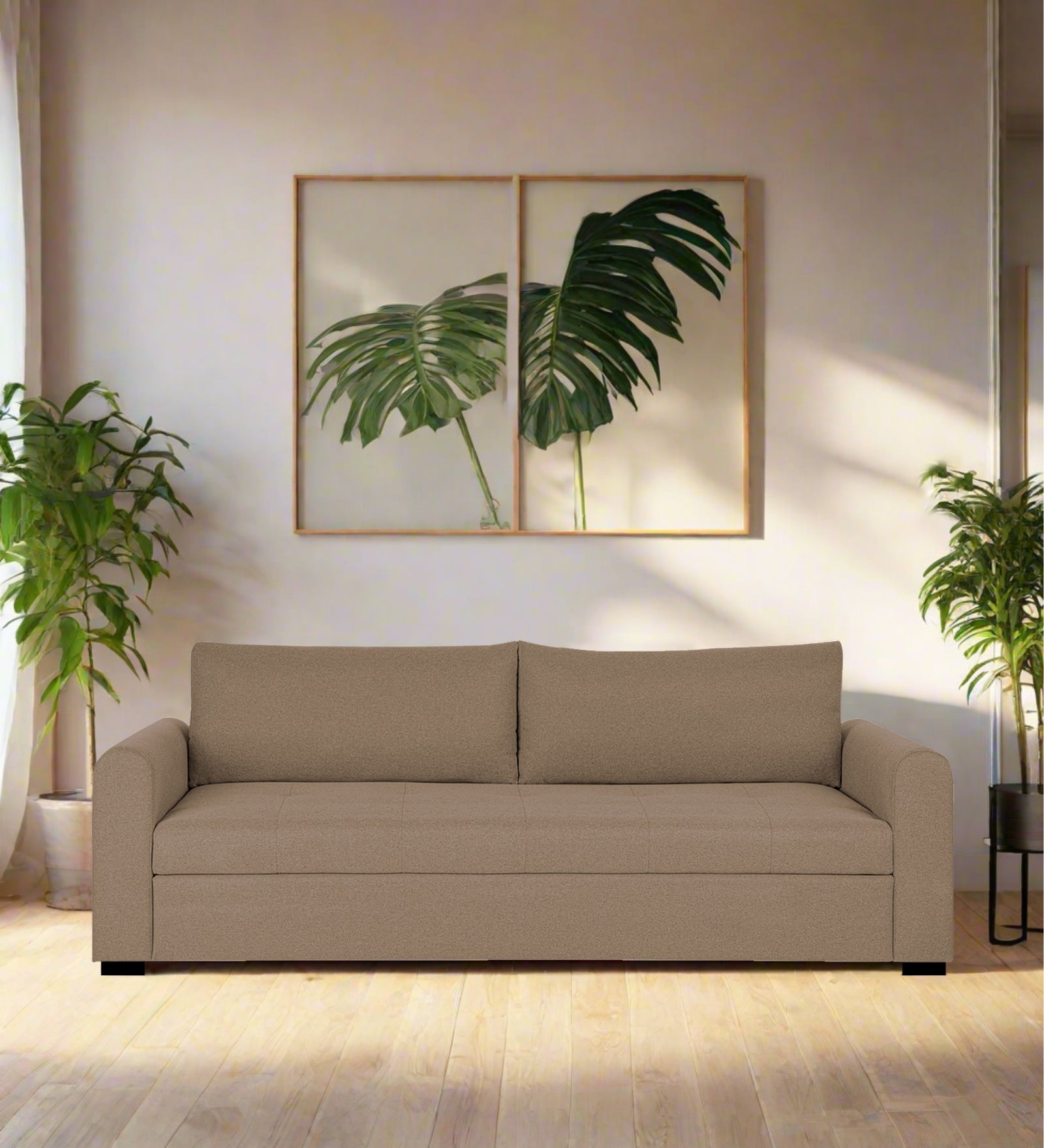 Sigma Fabric 3 Seater Sofa In Cookie Beige Colour - Febonic Living