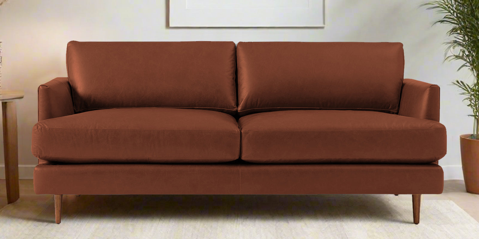 Sterio Leatherette 2 Seater Sofa In Sandle Brown Colour - Febonic Living