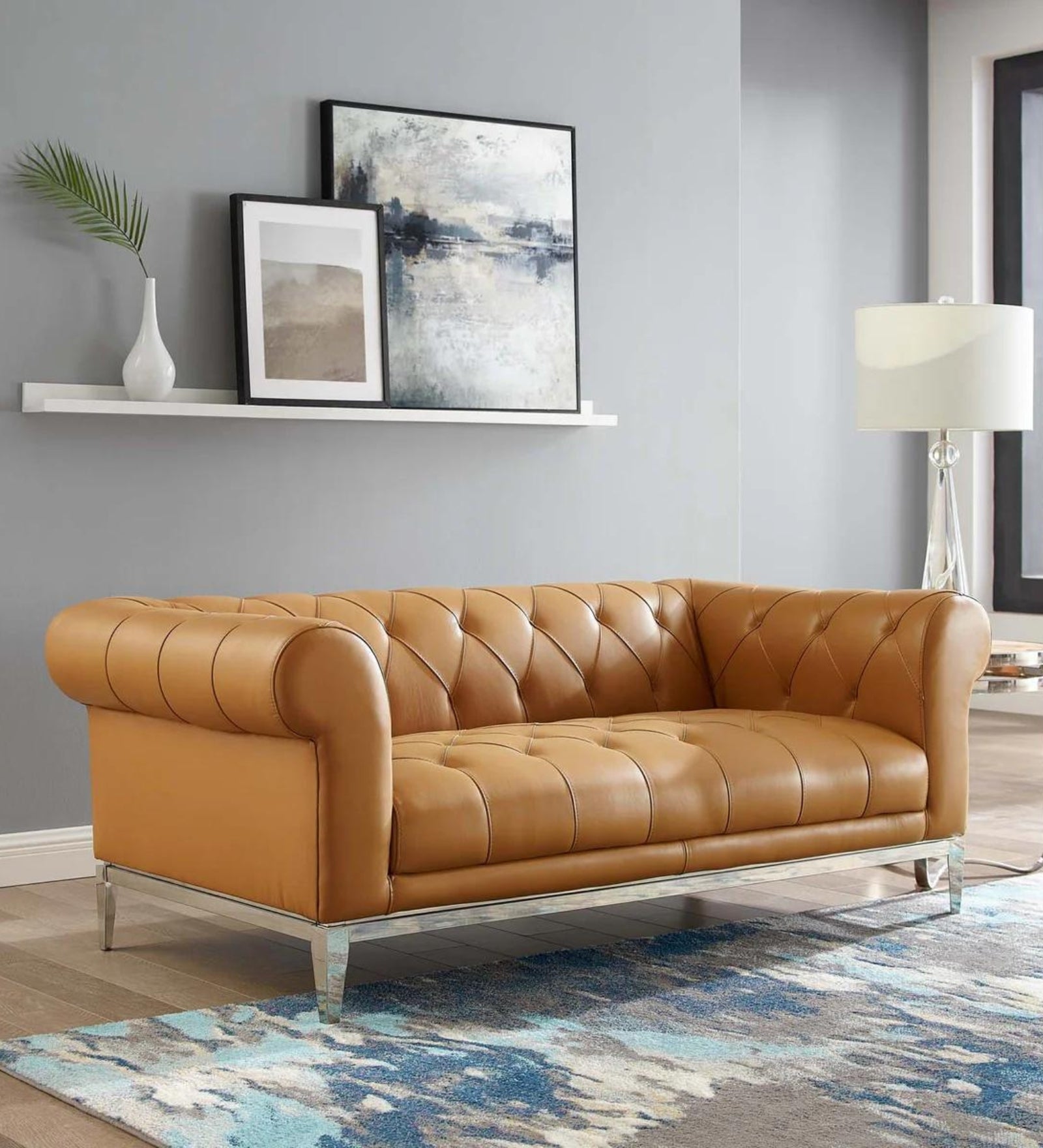 Mickey Leatherette 2 Seater Sofa In Royal Orange Colour - Febonic Living