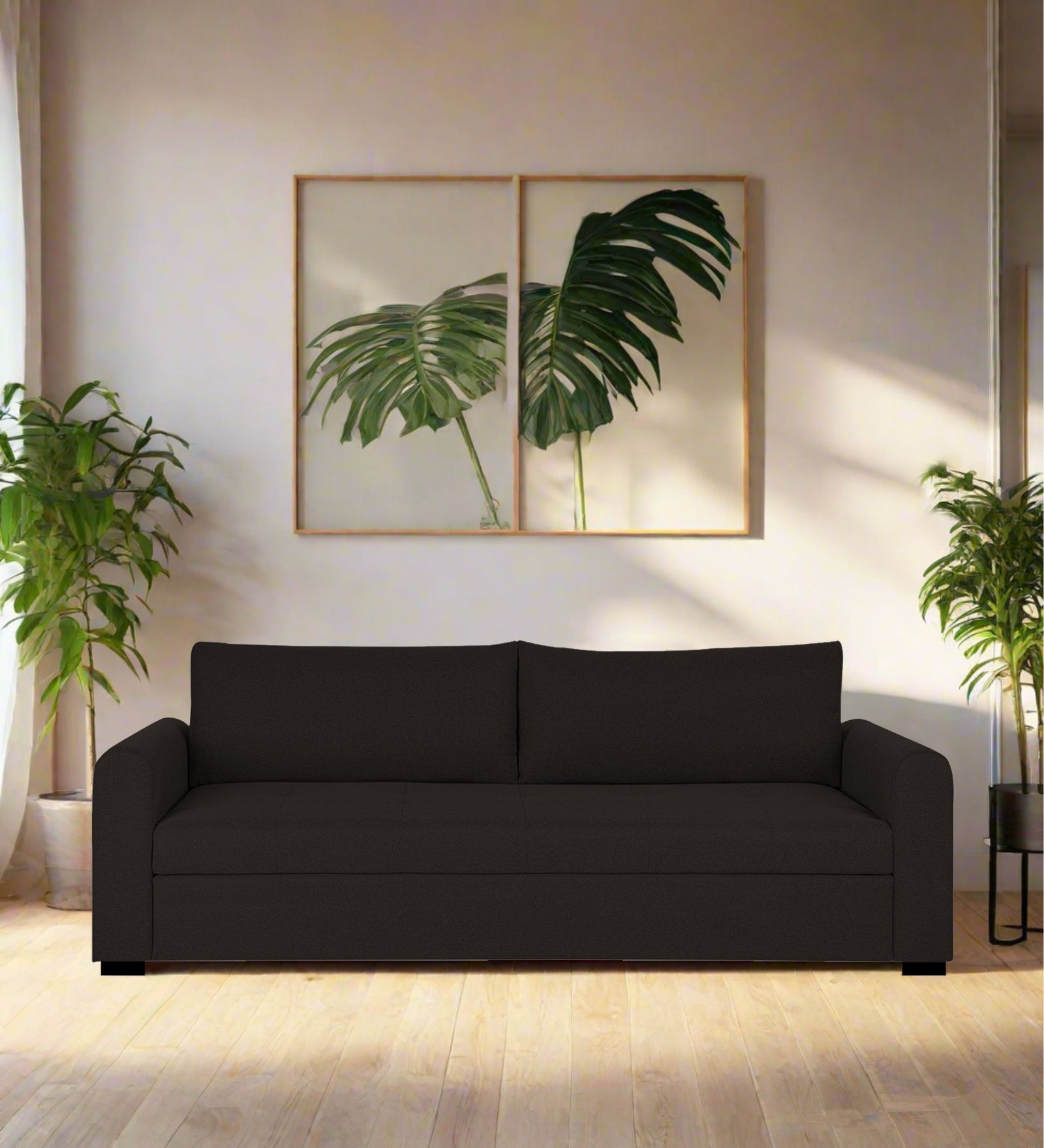 Sigma Fabric 3 Seater Sofa In Cara Brown Colour - Febonic Living