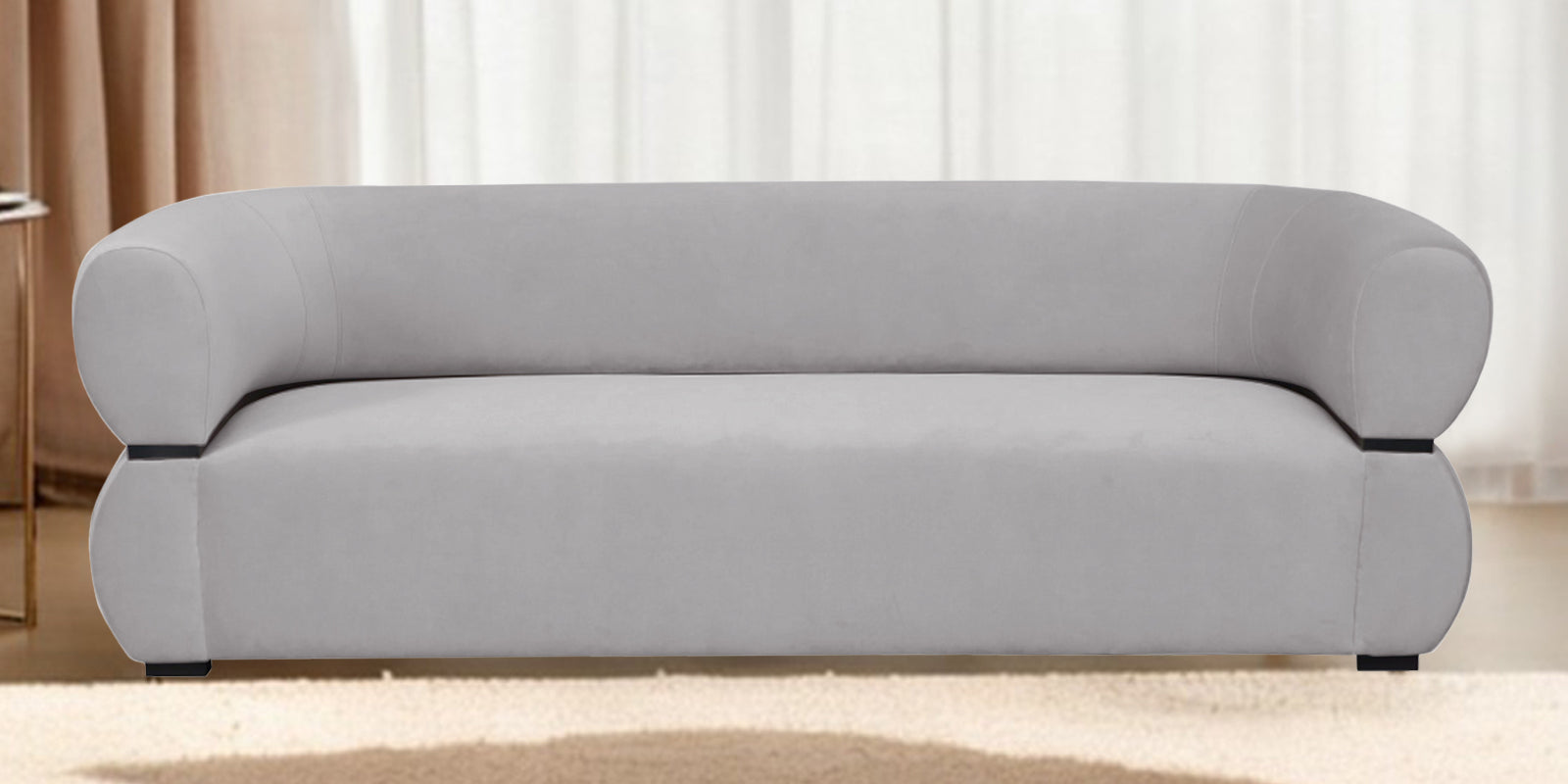 Kula Velvet 3 Seater Sofa In Concrete Grey Colour - Febonic Living