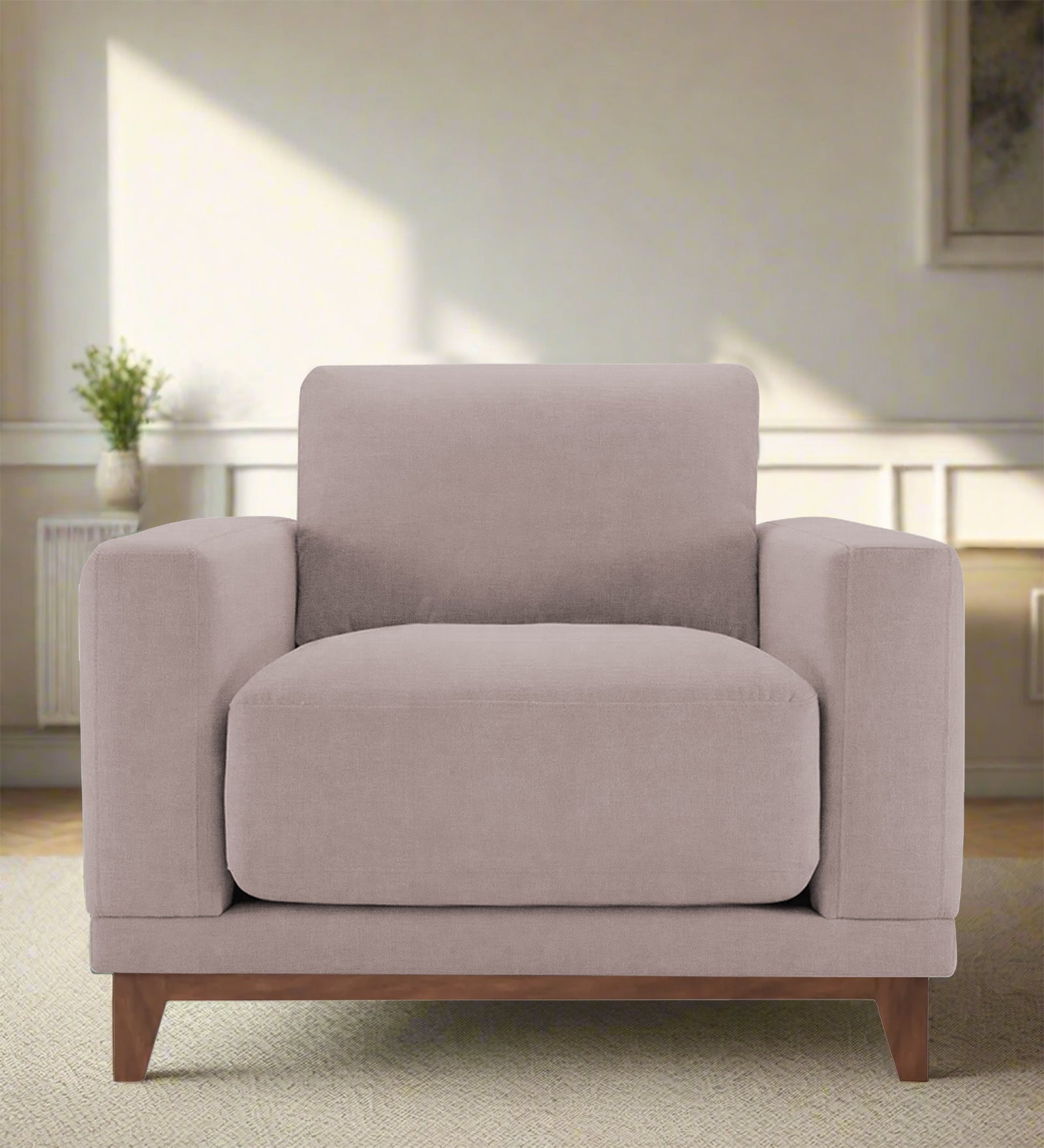 Esha Fabric 1 Seater Sofa In Almond Beige Colour - Febonic Living